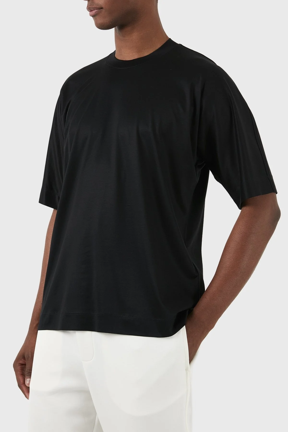 Emporio Armani Oversize Fit Bisiklet Yaka Erkek T Shirt 3D1TG2 1JUVZ 0999 SİYAH - 2