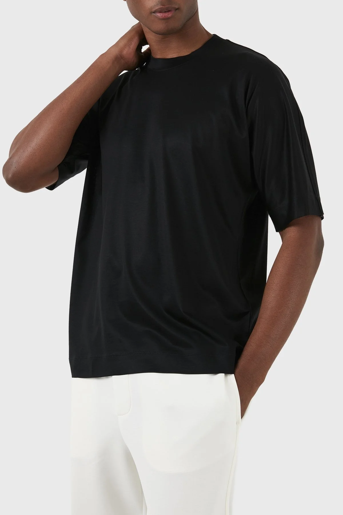 Emporio Armani Oversize Fit Bisiklet Yaka Erkek T Shirt 3D1TG2 1JUVZ 0999 SİYAH - 4