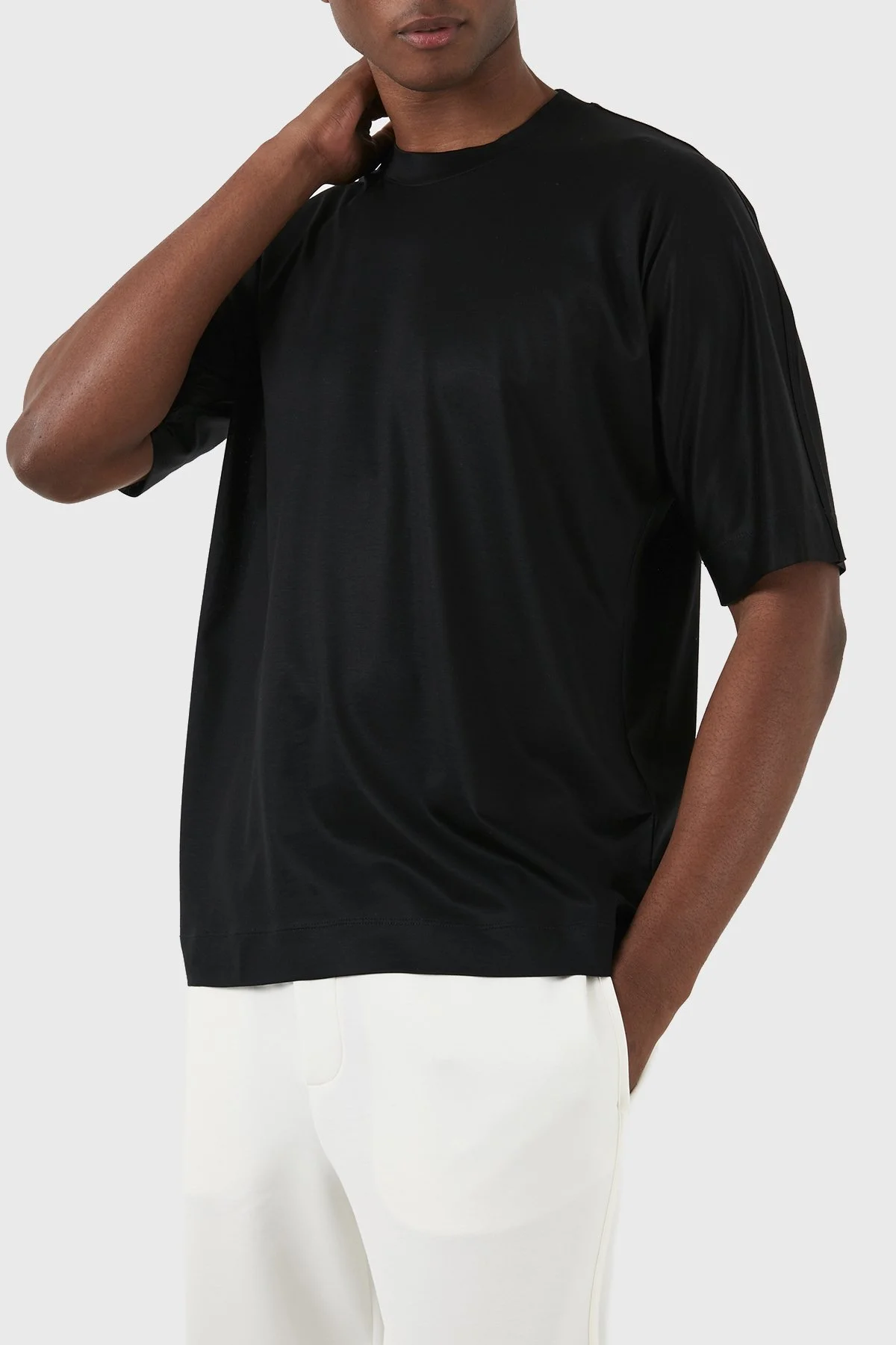 Emporio Armani Oversize Fit Bisiklet Yaka Erkek T Shirt 3D1TG2 1JUVZ 0999 SİYAH - 4