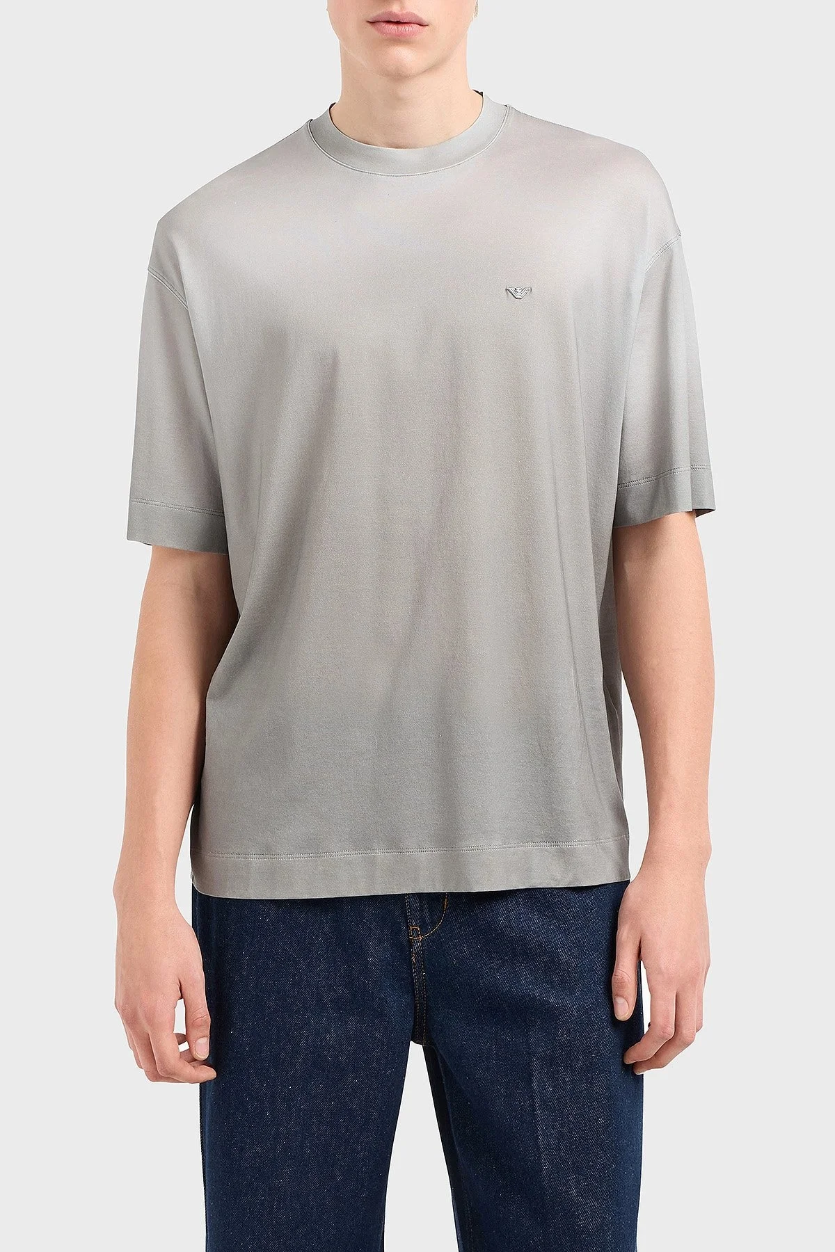 Emporio Armani Oversize Fit Bisiklet Yaka Logolu Erkek T Shirt EM001116 AF10017 F8104 GRİ - 1