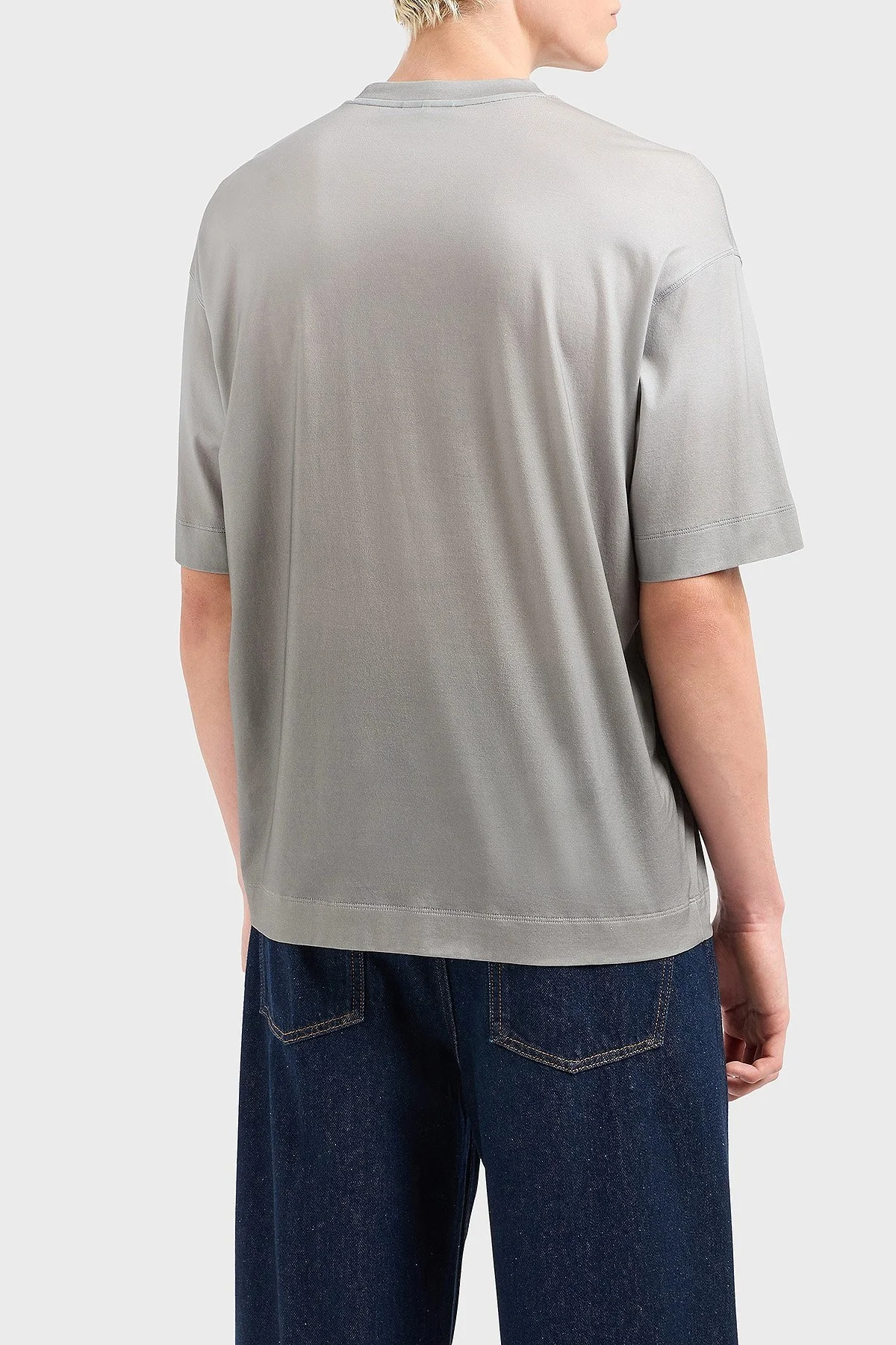 Emporio Armani Oversize Fit Bisiklet Yaka Logolu Erkek T Shirt EM001116 AF10017 F8104 GRİ - 3