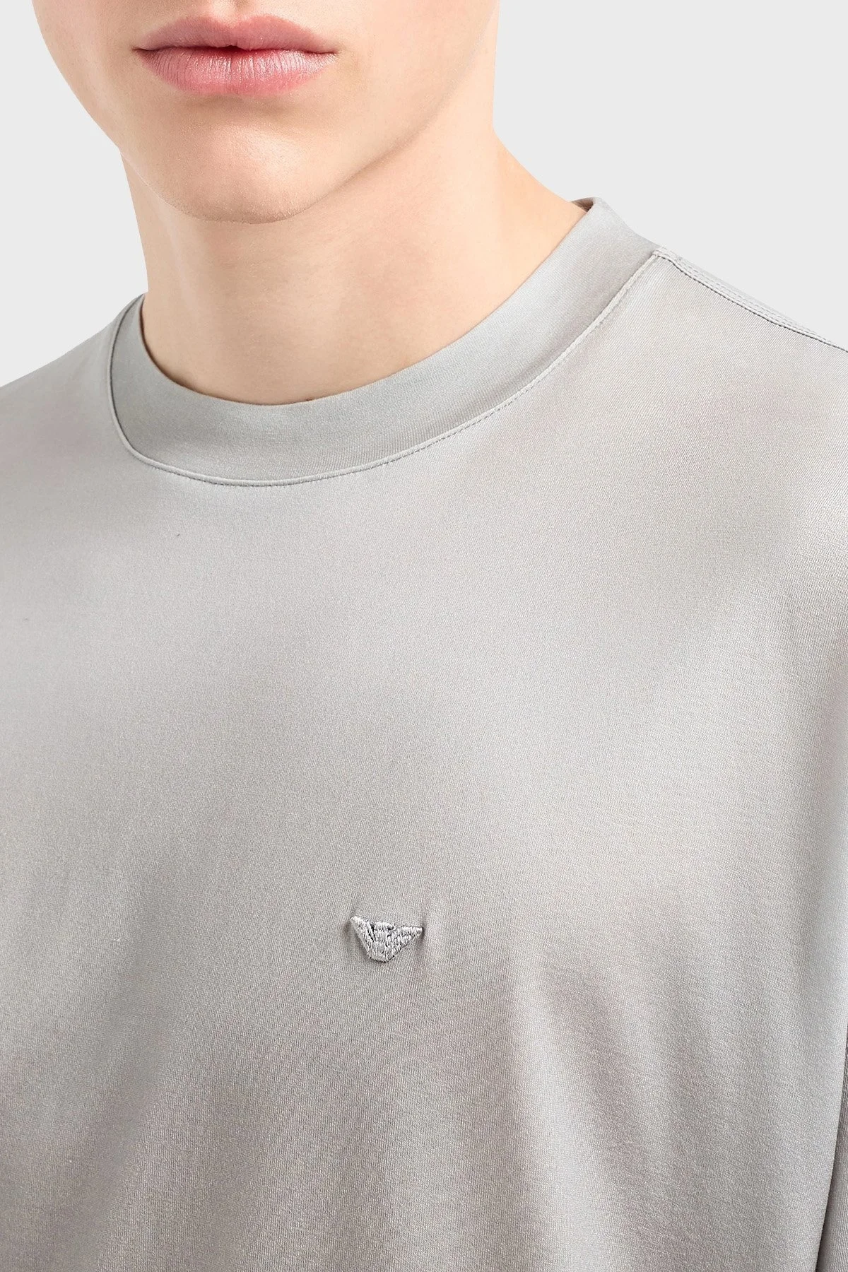 Emporio Armani Oversize Fit Bisiklet Yaka Logolu Erkek T Shirt EM001116 AF10017 F8104 GRİ - 4