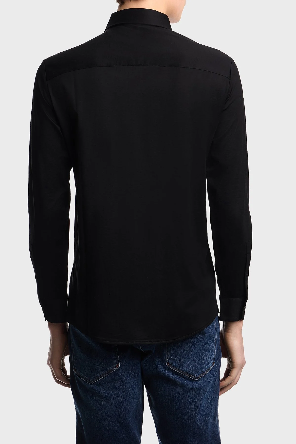 Emporio Armani Pamuk Karışım Slim Fit Logolu Uzun Kollu Erkek Gömlek EM004604 AF10017 UC001 SİYAH - 3