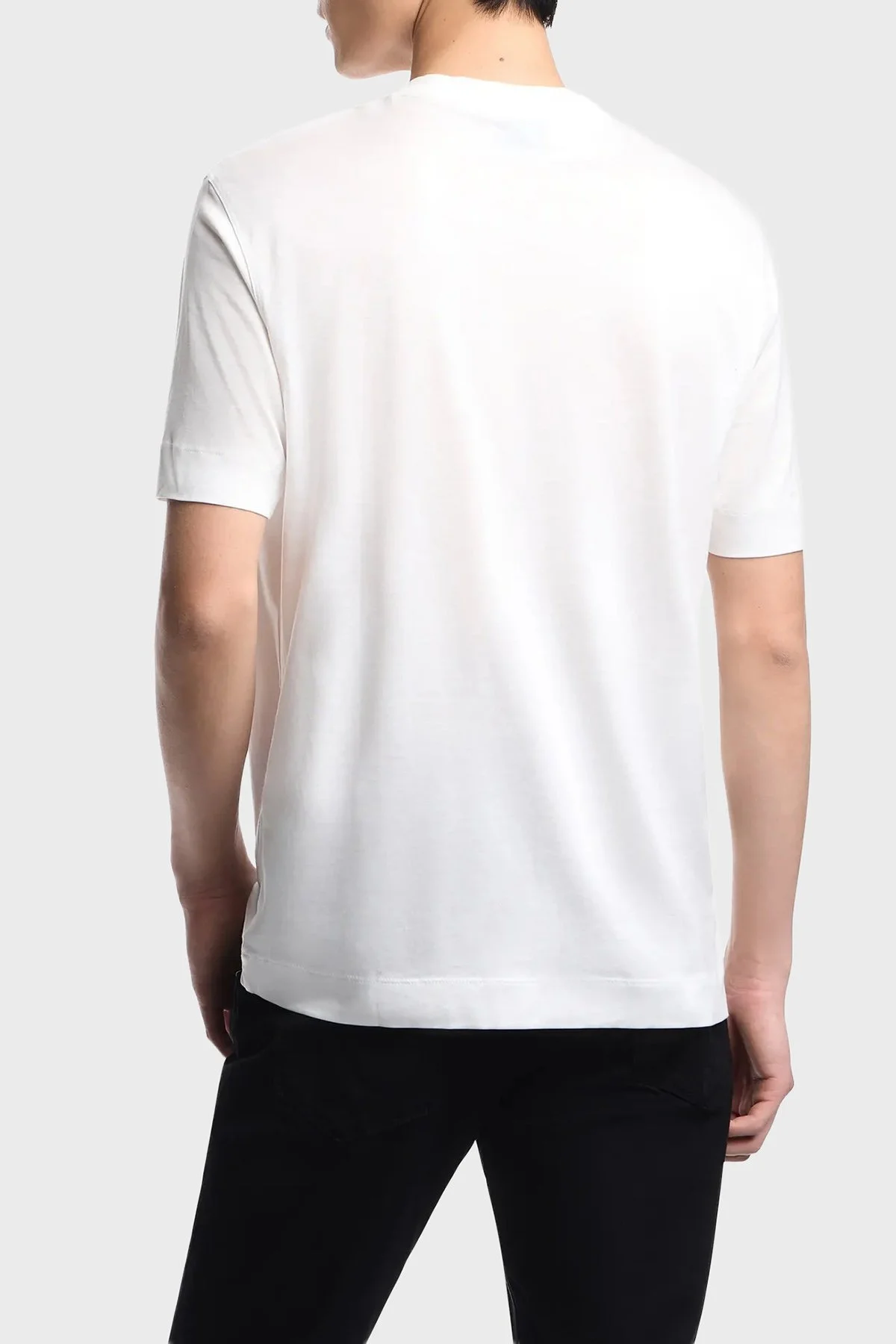 Emporio Armani Pamuk Karışımlı Baskılı Bisiklet Yaka Erkek T Shirt EM004995 AF13747 U0003 BEYAZ - 3