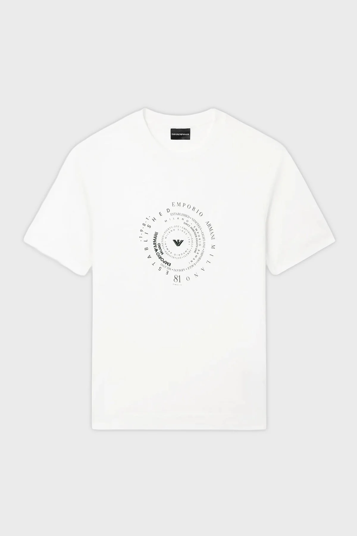 Emporio Armani Pamuk Karışımlı Baskılı Bisiklet Yaka Erkek T Shirt EM004995 AF13747 U0003 BEYAZ - 4