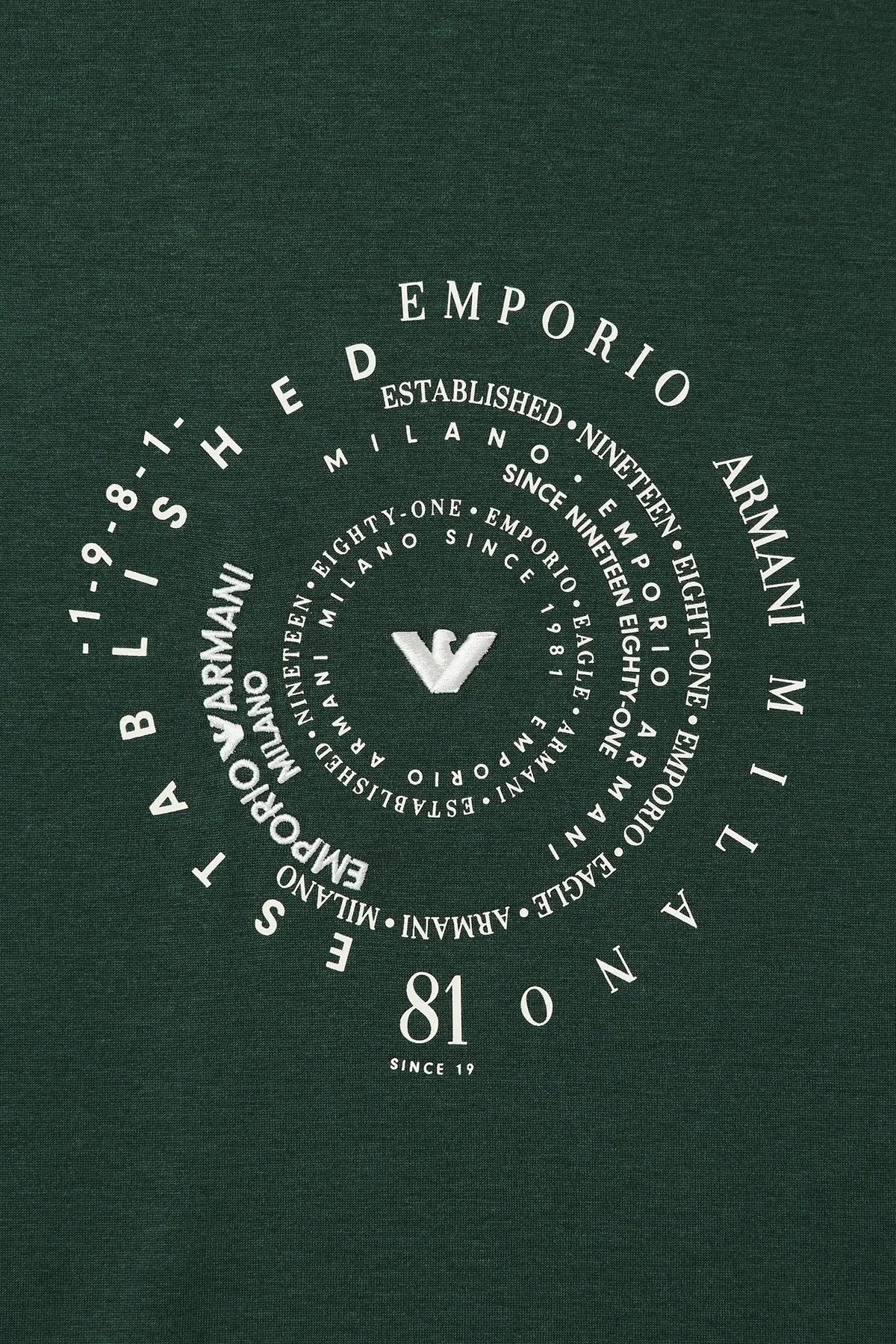 Emporio Armani Pamuk Karışımlı Baskılı Bisiklet Yaka Erkek T Shirt EM004995 AF13747 U7263 HAKİ - 4