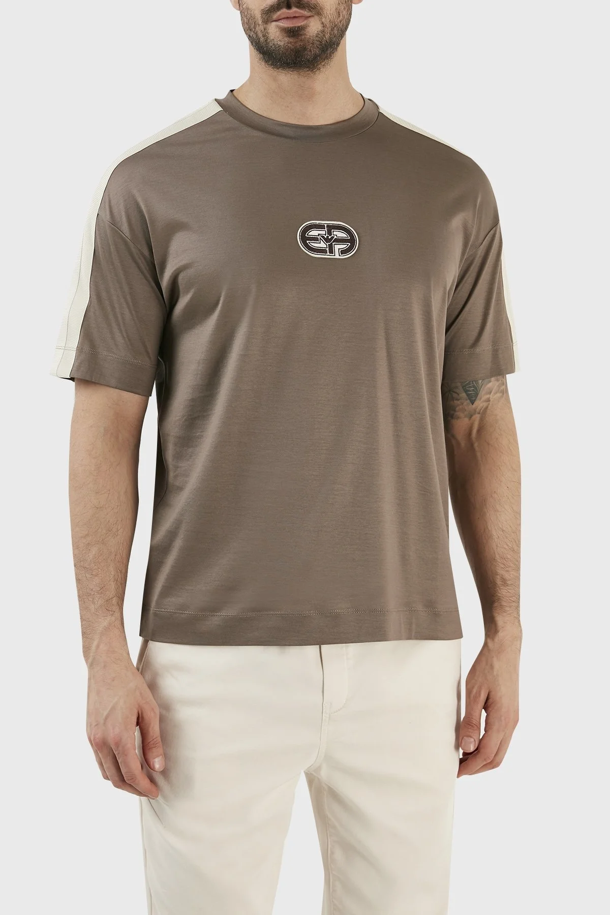 Emporio Armani Pamuk Karışımlı Bisiklet Yaka Comfort Fit Erkek T Shirt 3R1TT6 1JUVZ 0440 TOPRAK - 1