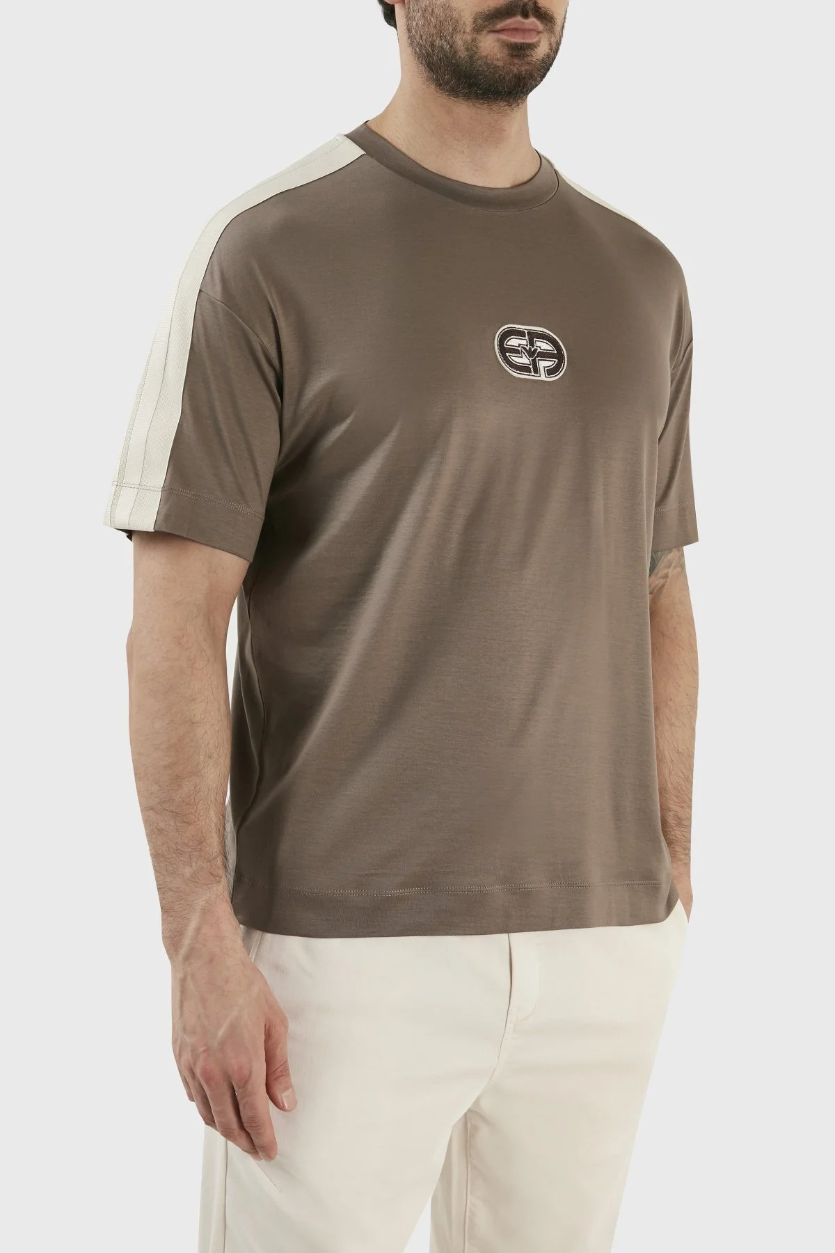 Emporio Armani Pamuk Karışımlı Bisiklet Yaka Comfort Fit Erkek T Shirt 3R1TT6 1JUVZ 0440 TOPRAK - 3