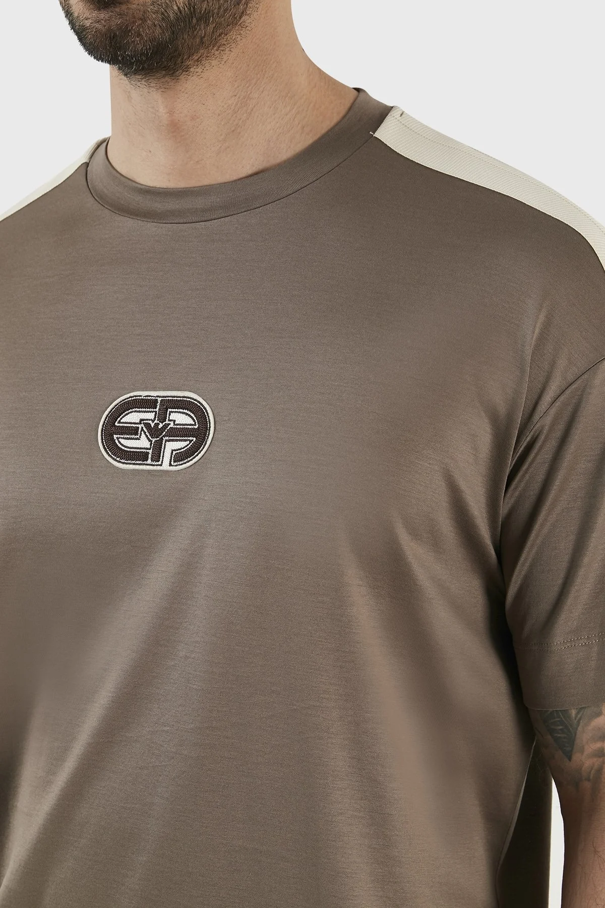 Emporio Armani Pamuk Karışımlı Bisiklet Yaka Comfort Fit Erkek T Shirt 3R1TT6 1JUVZ 0440 TOPRAK - 4