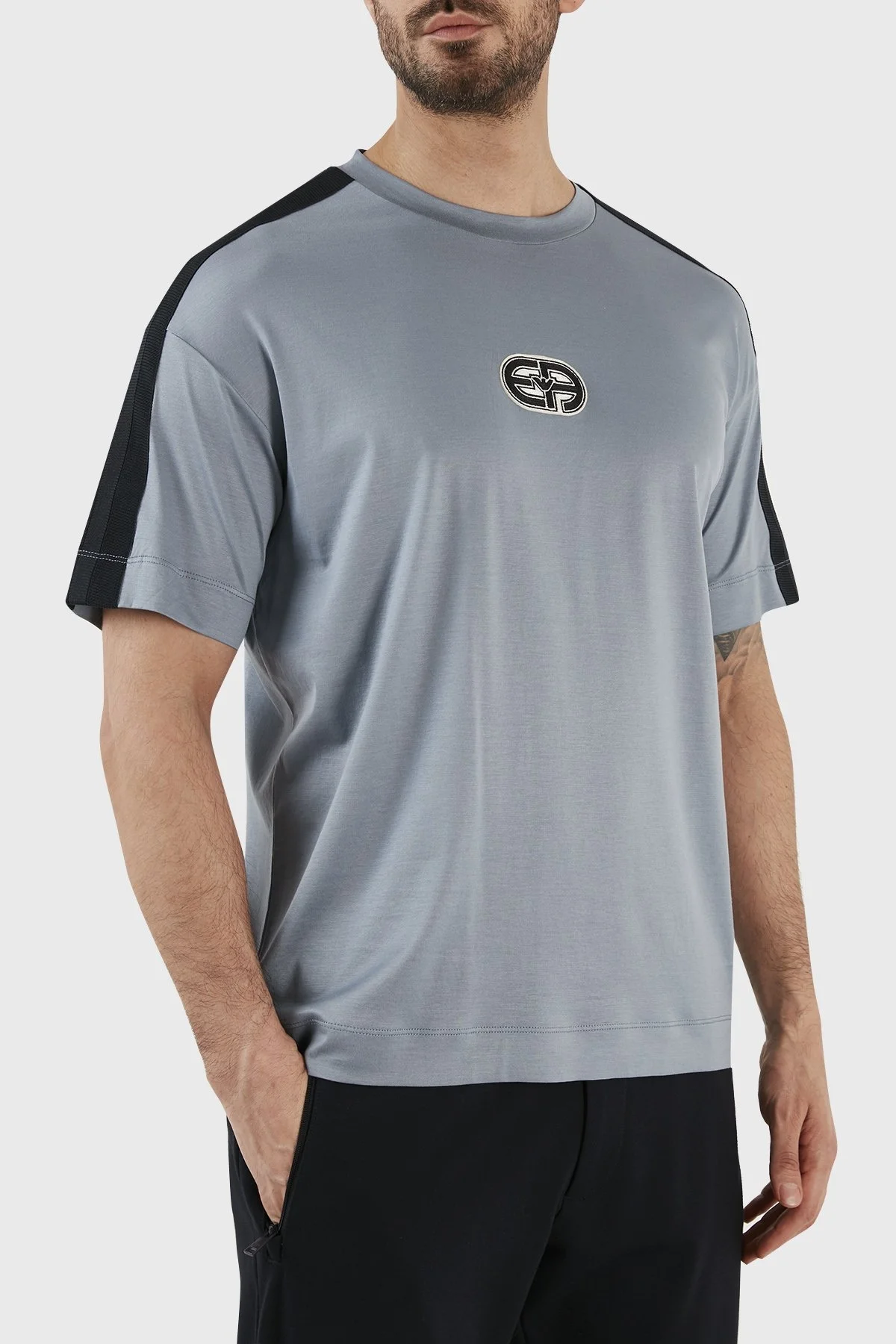 Emporio Armani Pamuk Karışımlı Bisiklet Yaka Comfort Fit Erkek T Shirt 3R1TT6 1JUVZ 0738 MAVİ - 2