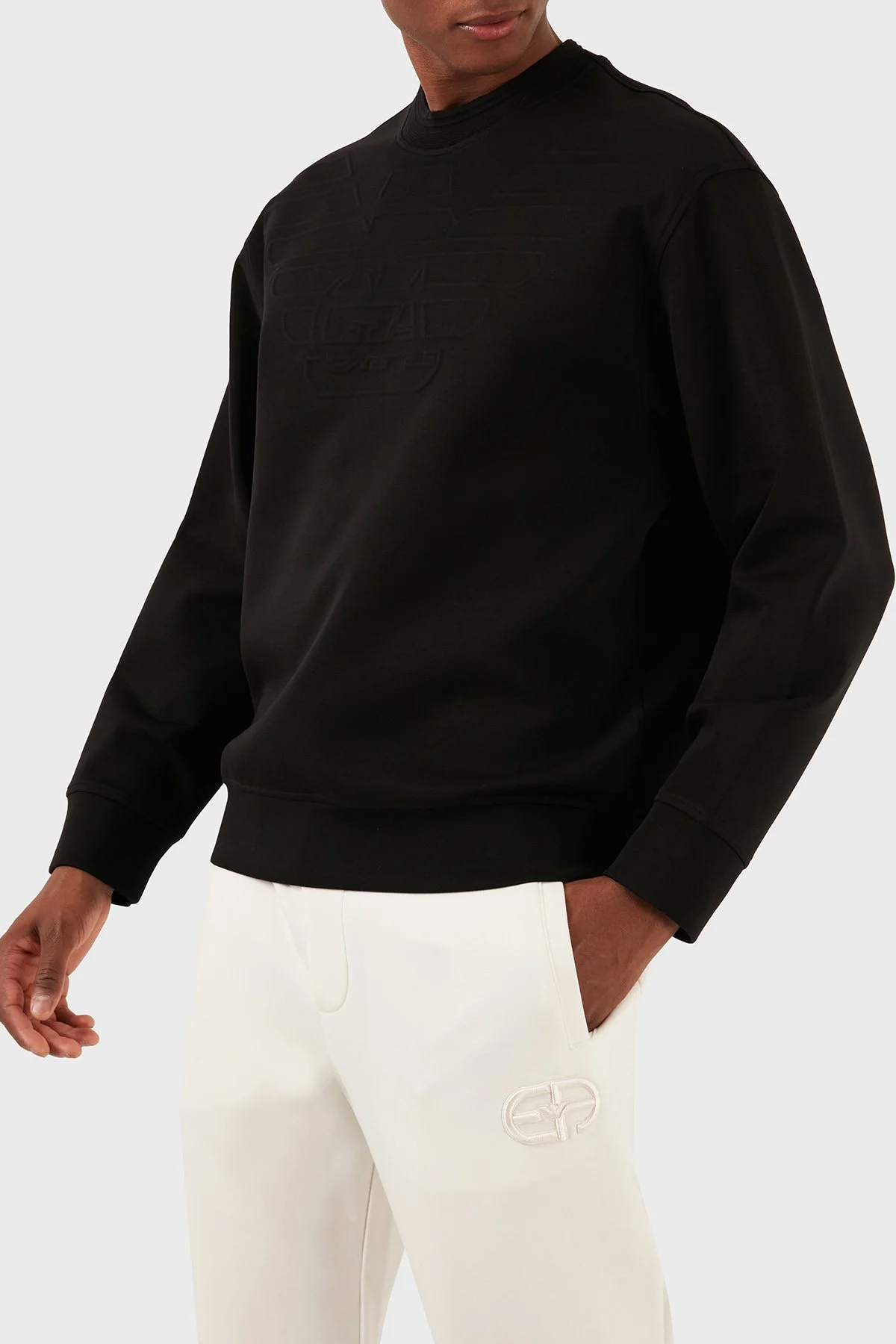 Emporio Armani Pamuk Karışımlı Bisiklet Yaka Regular Fit Erkek Sweat 3D1MDX 1JHSZ 0030 SİYAH - 3