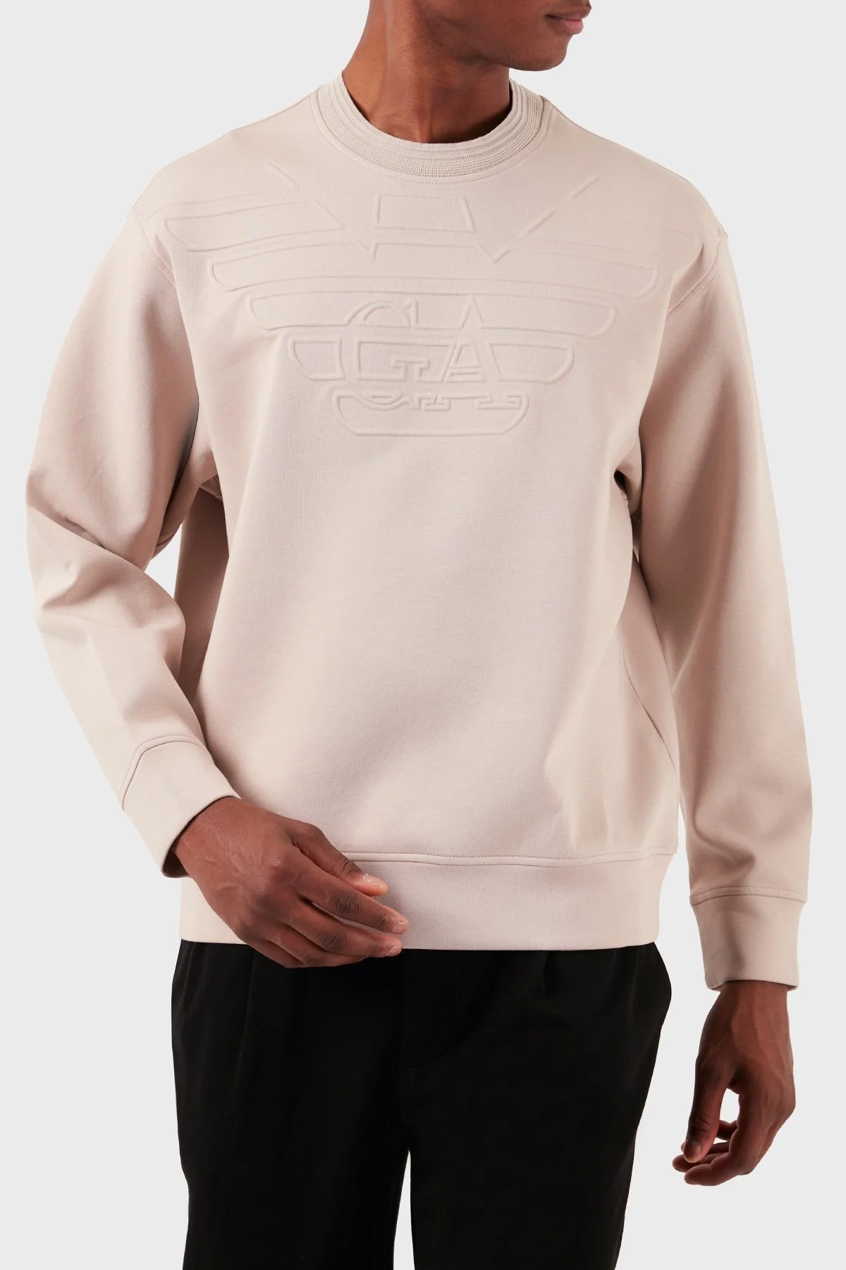 Emporio Armani Pamuk Karışımlı Bisiklet Yaka Regular Fit Erkek Sweat 3D1MDX 1JHSZ 0178 BEJ - 2