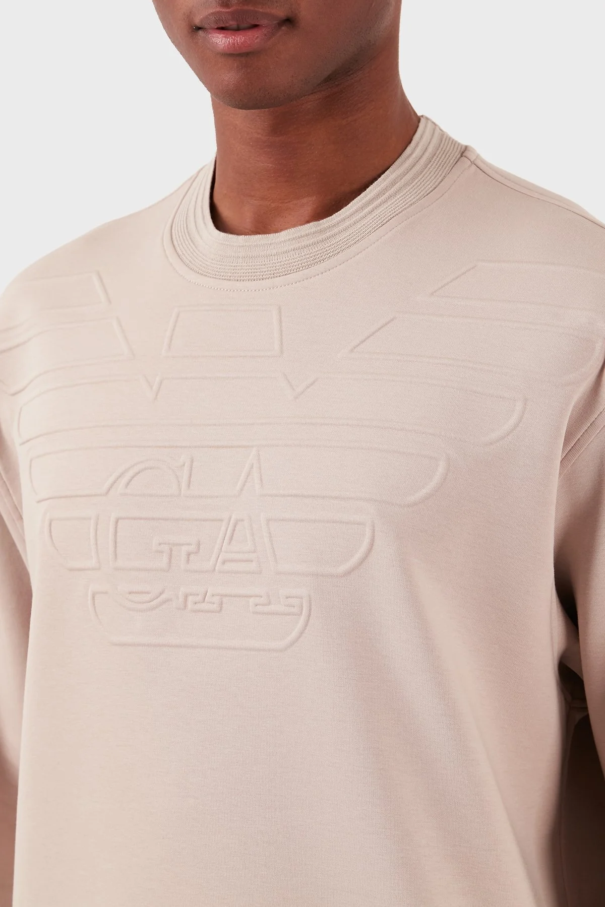 Emporio Armani Pamuk Karışımlı Bisiklet Yaka Regular Fit Erkek Sweat 3D1MDX 1JHSZ 0178 BEJ - 4