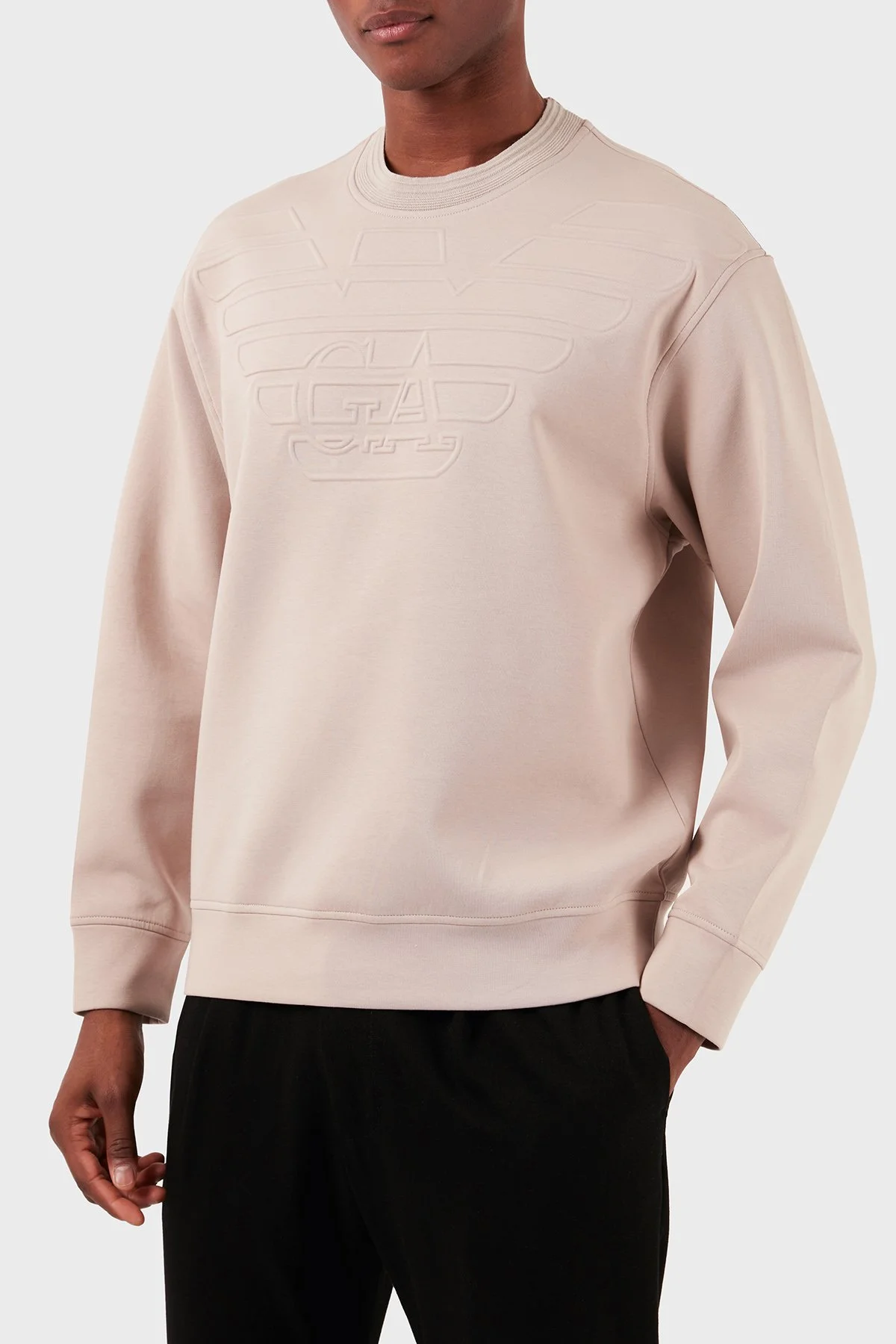 Emporio Armani Pamuk Karışımlı Bisiklet Yaka Regular Fit Erkek Sweat 3D1MDX 1JHSZ 0178 BEJ - 1