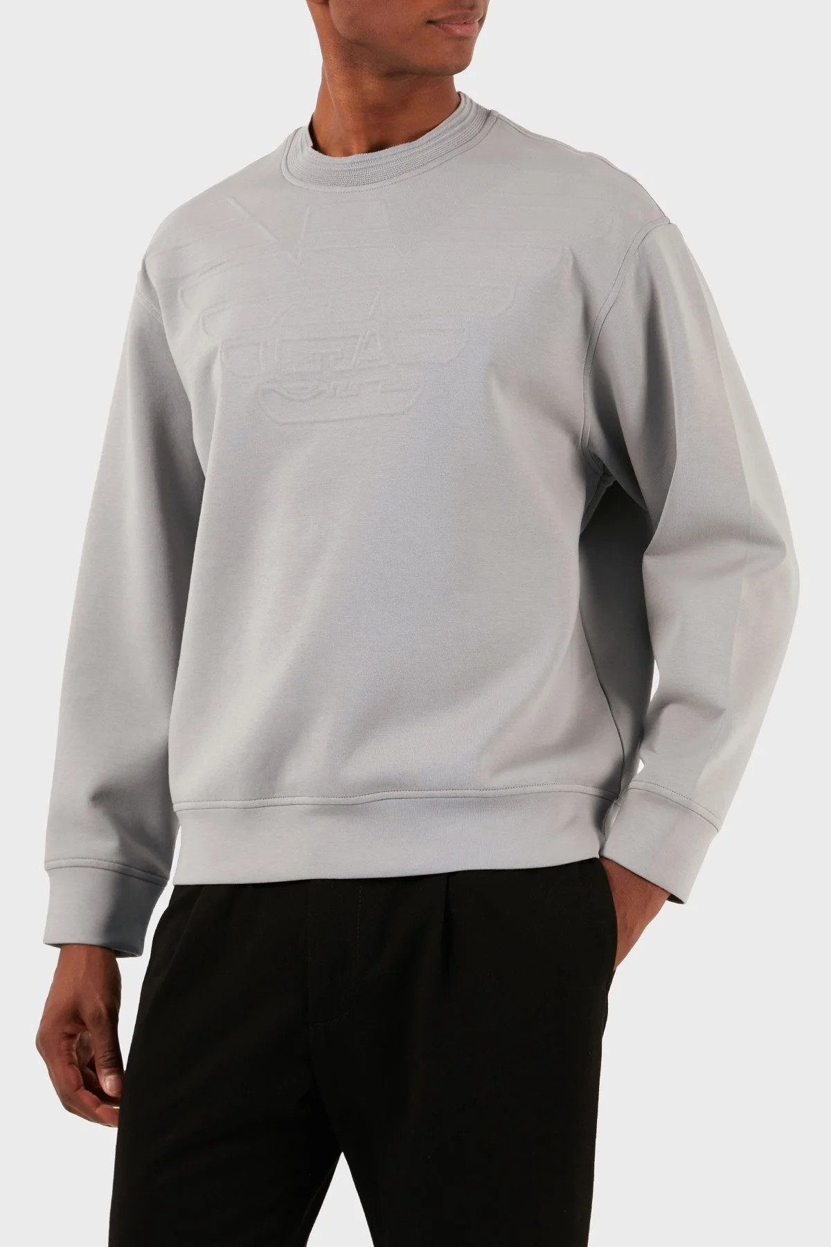 Emporio Armani Pamuk Karışımlı Bisiklet Yaka Regular Fit Erkek Sweat 3D1MDX 1JHSZ 0662 GRİ - 1