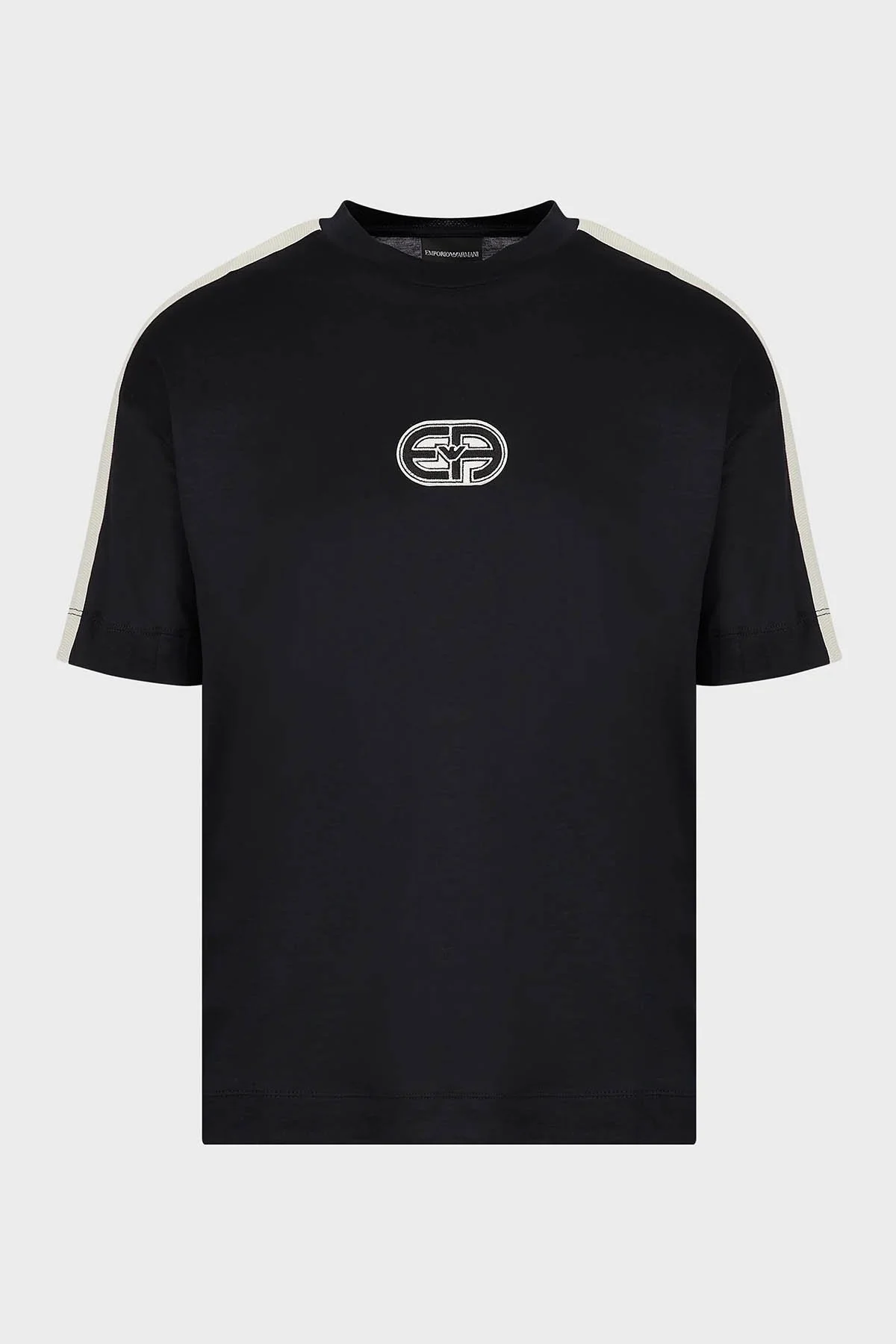 Emporio Armani Pamuk Karışımlı Bisiklet Yaka Relaxed Fit Erkek T Shirt 3R1TT6 1JUVZ 0920 LACİVERT - 1