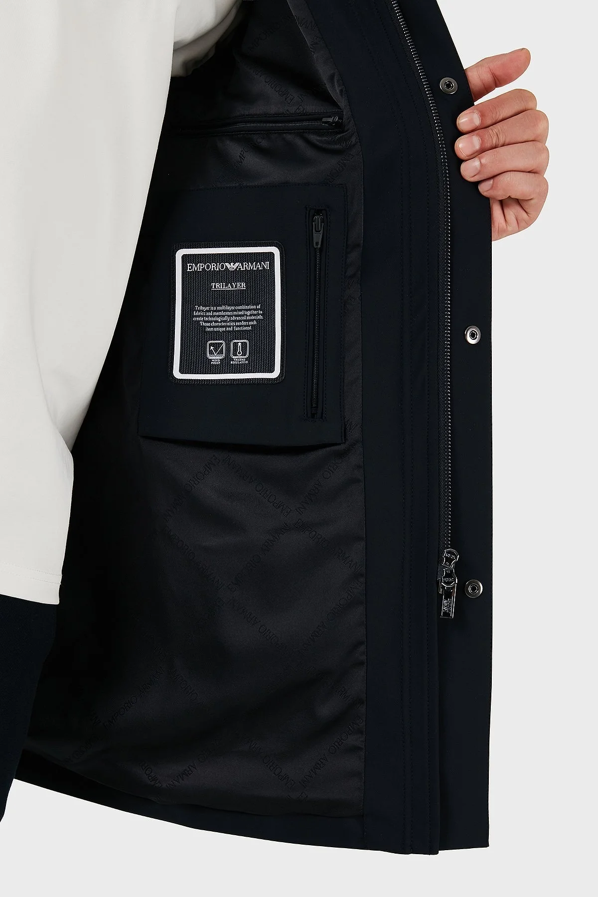 Emporio Armani Pamuk Karışımlı Dik Yaka Regular Fit Erkek Trençkot 8N1L81 1NZAZ 0920 LACİVERT - 5