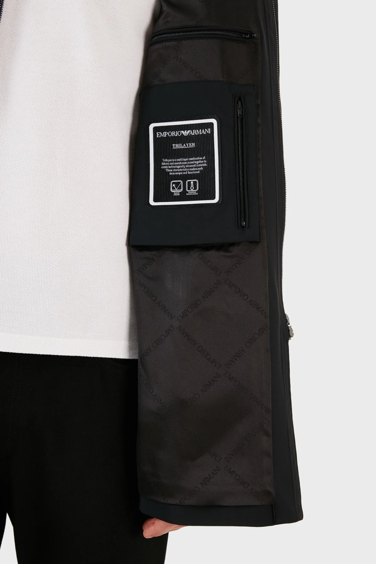 Emporio Armani Pamuk Karışımlı Dik Yaka Regular Fit Erkek Trençkot 8N1L81 1NZAZ 0999 SİYAH - 5