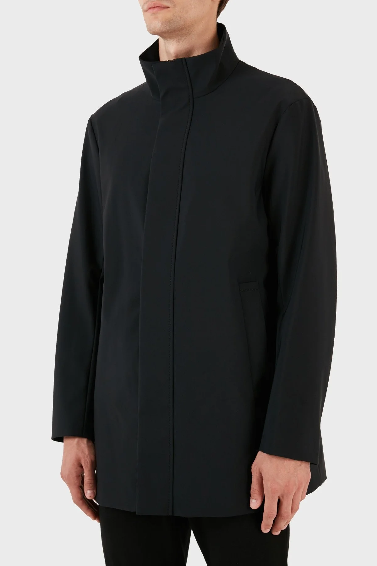 Emporio Armani Pamuk Karışımlı Dik Yaka Regular Fit Erkek Trençkot 8N1L81 1NZAZ 0999 SİYAH - 9