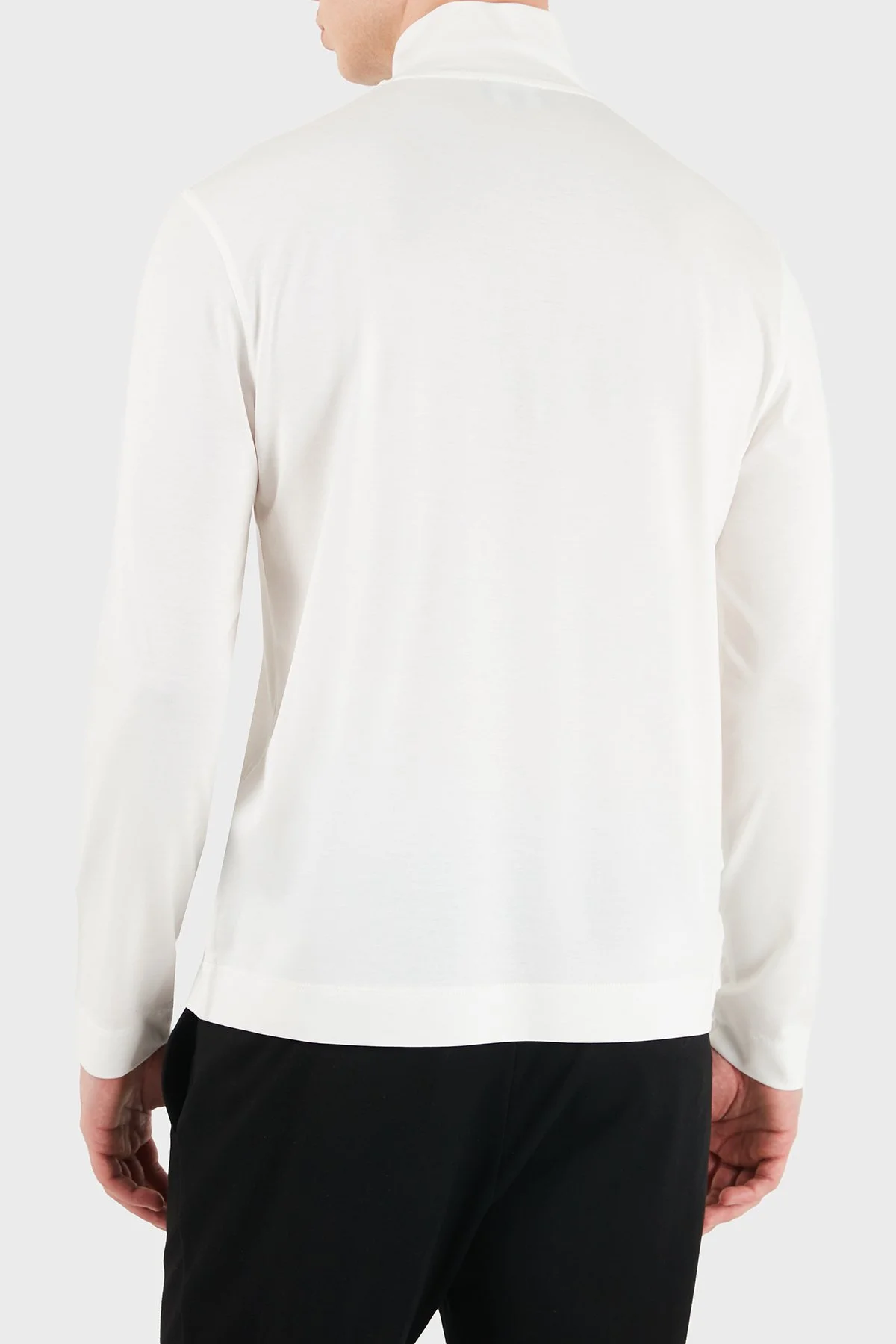 Emporio Armani Pamuk Karışımlı Dik Yaka Yarım Fermuarlı Erkek T Shirt EM006806 AF10761 U0003 Beyaz - 3