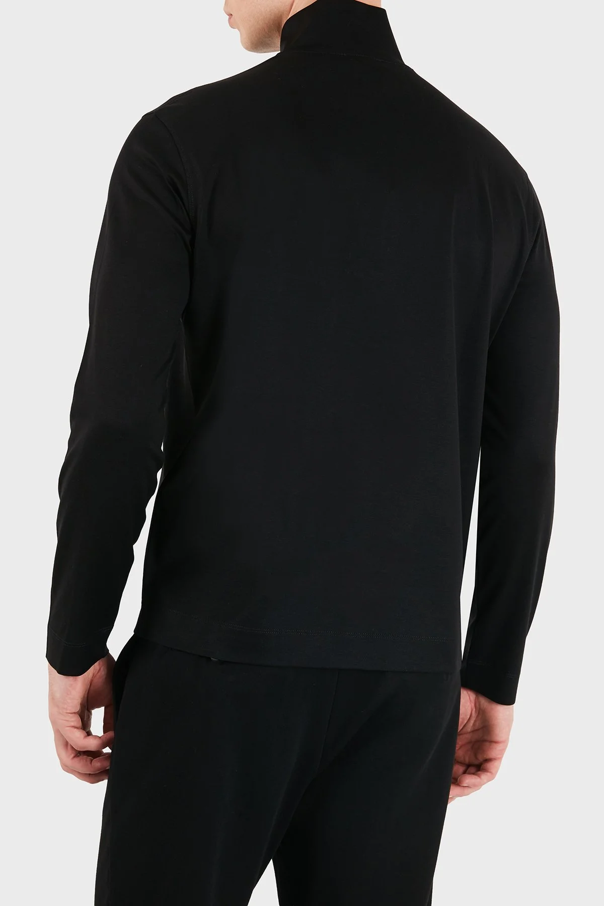 Emporio Armani Pamuk Karışımlı Dik Yaka Yarım Fermuarlı Erkek T Shirt EM006806 AF10761 UC001 Siyah - 3