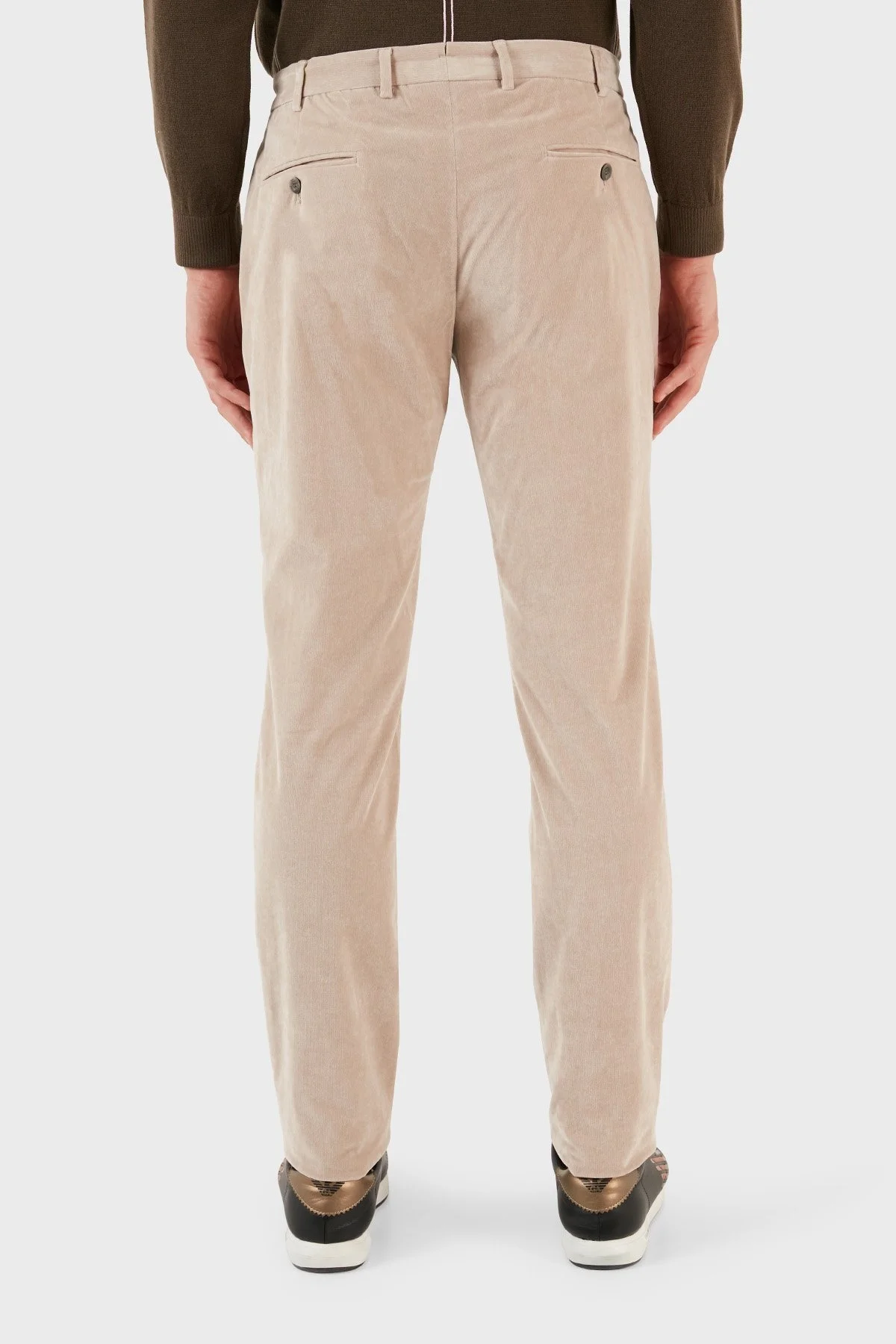Emporio Armani Pamuk Karışımlı İnce Fitilli Normal Bel Regular Fit Erkek Pantolon H41P61 E1619 112 BEJ - 8