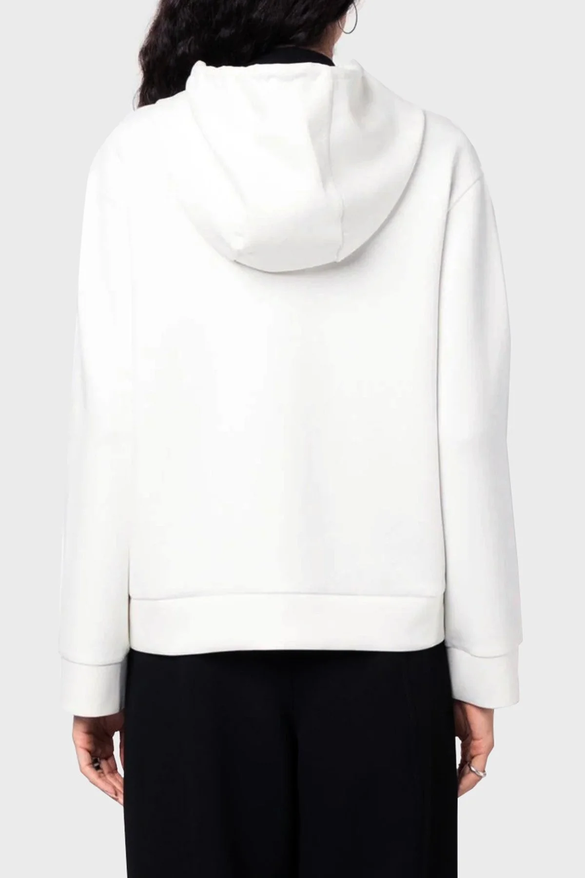 Emporio Armani Pamuk Karışımlı Kapüşonlu Fermuarlı Regular Fit Bayan Sweat 6R2M6E 1JHSZ 0101 BEYAZ - 2