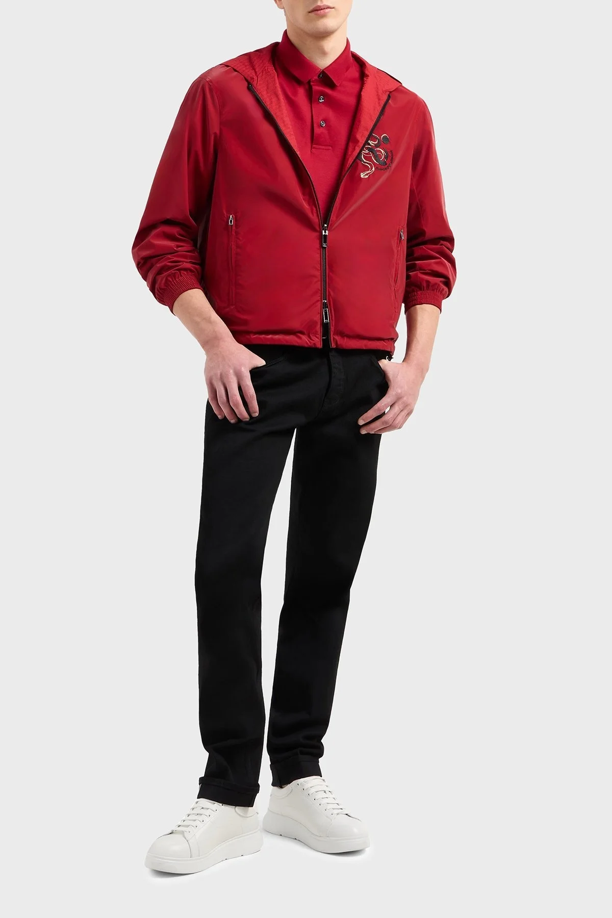 Emporio Armani Pamuk Karışımlı Logolu Düğmeli Erkek Polo Yaka T Shirt EM001704 AF10017 M5037 KIRMIZI - 2