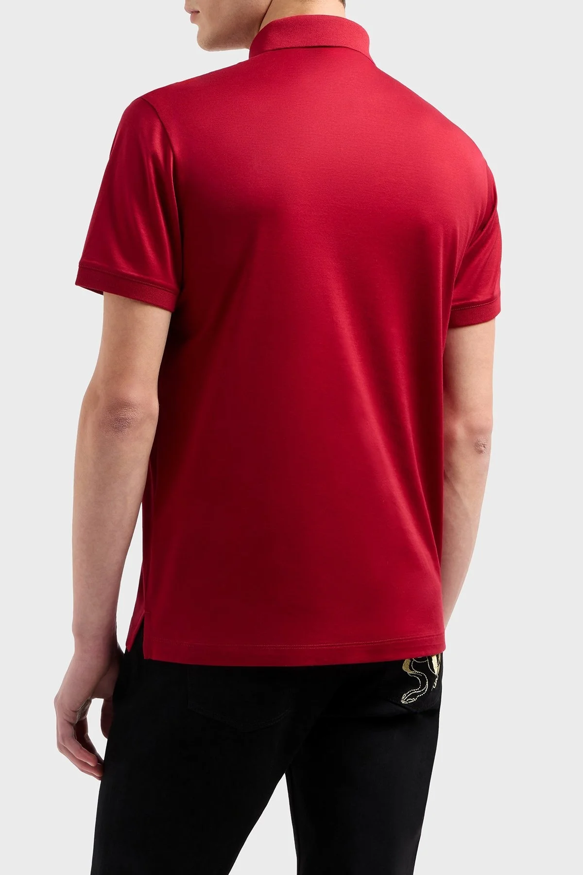 Emporio Armani Pamuk Karışımlı Logolu Düğmeli Erkek Polo Yaka T Shirt EM001704 AF10017 M5037 KIRMIZI - 3