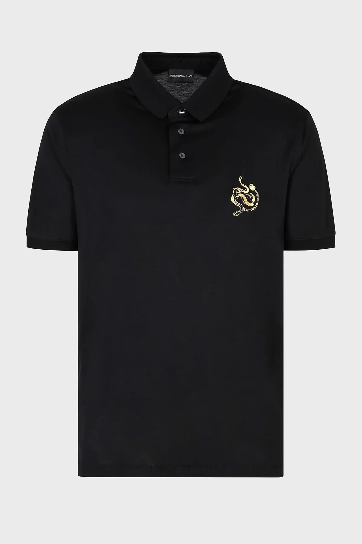 Emporio Armani Pamuk Karışımlı Logolu Düğmeli Erkek Polo Yaka T Shirt EM001704 AF10017 MC183 SİYAH - 4