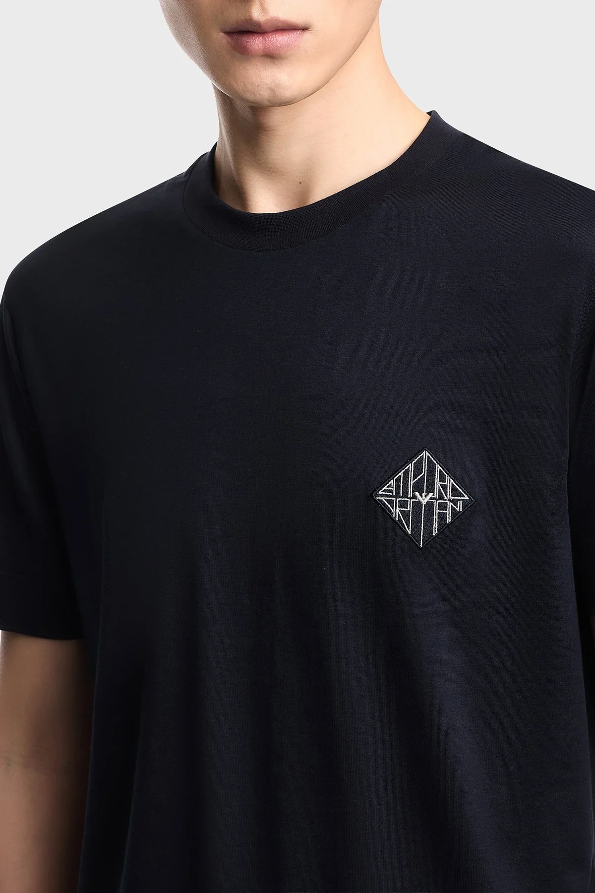 Emporio Armani Pamuk Karışımlı Logolu Slim Fit Bisiklet Yaka Erkek T Shirt EM005281 AF13747 MB638 LACİVERT - 4