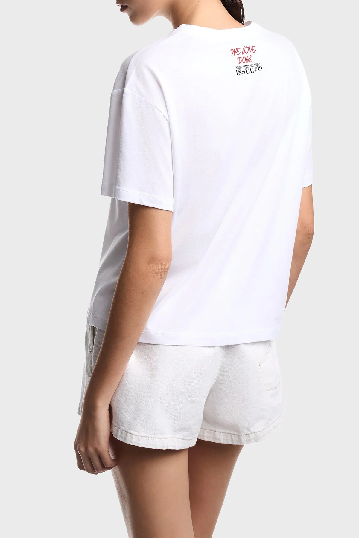 Emporio Armani Pamuk Karışımlı Regular Fit Bisiklet Yaka Kadın T Shirt EW004386 AF24854 U0002 BEYAZ - 3