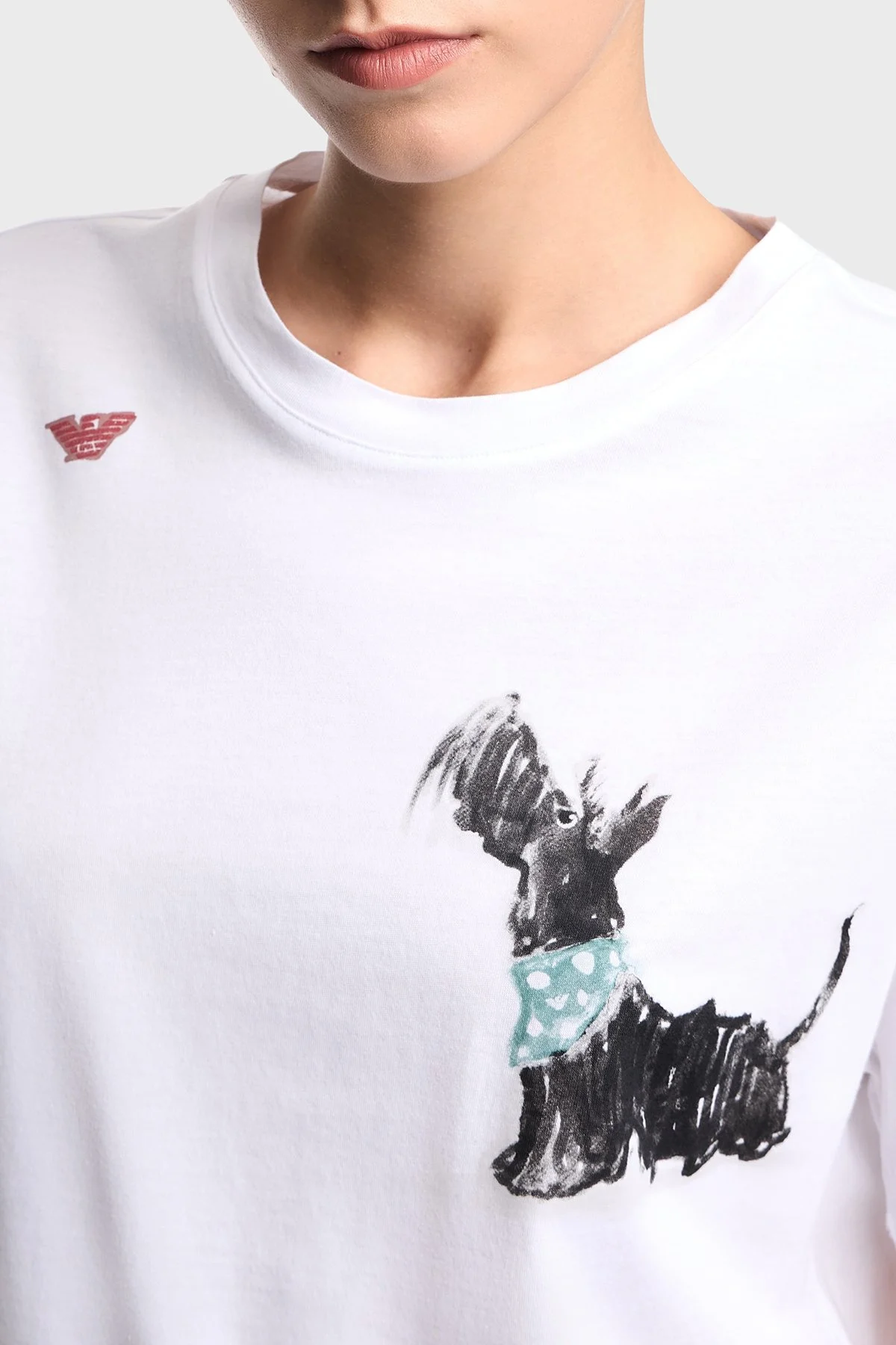 Emporio Armani Pamuk Karışımlı Regular Fit Bisiklet Yaka Kadın T Shirt EW004386 AF24854 U0002 BEYAZ - 4