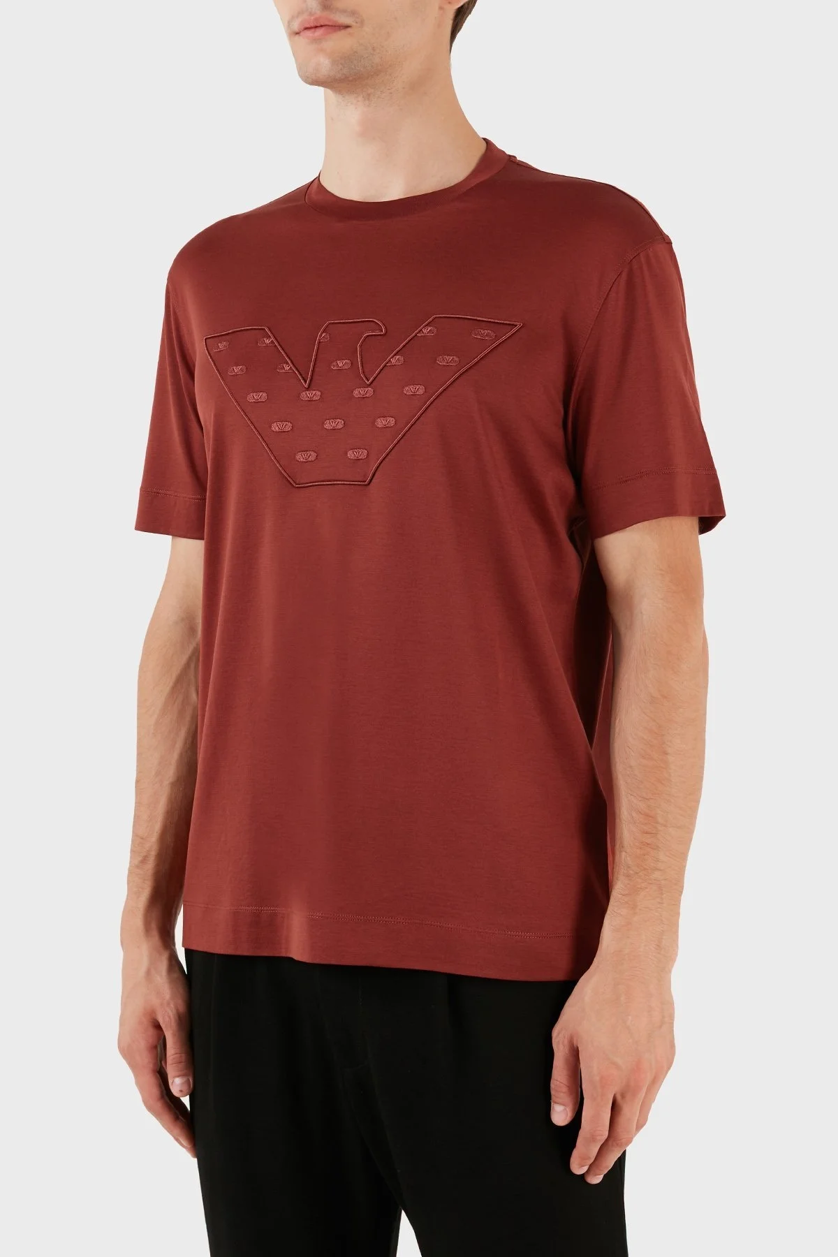 Emporio Armani Pamuk Karışımlı Regular Fit Bisiklet Yaka Erkek T Shirt 6R1T78 1JUVZ 0454 BORDO - 3