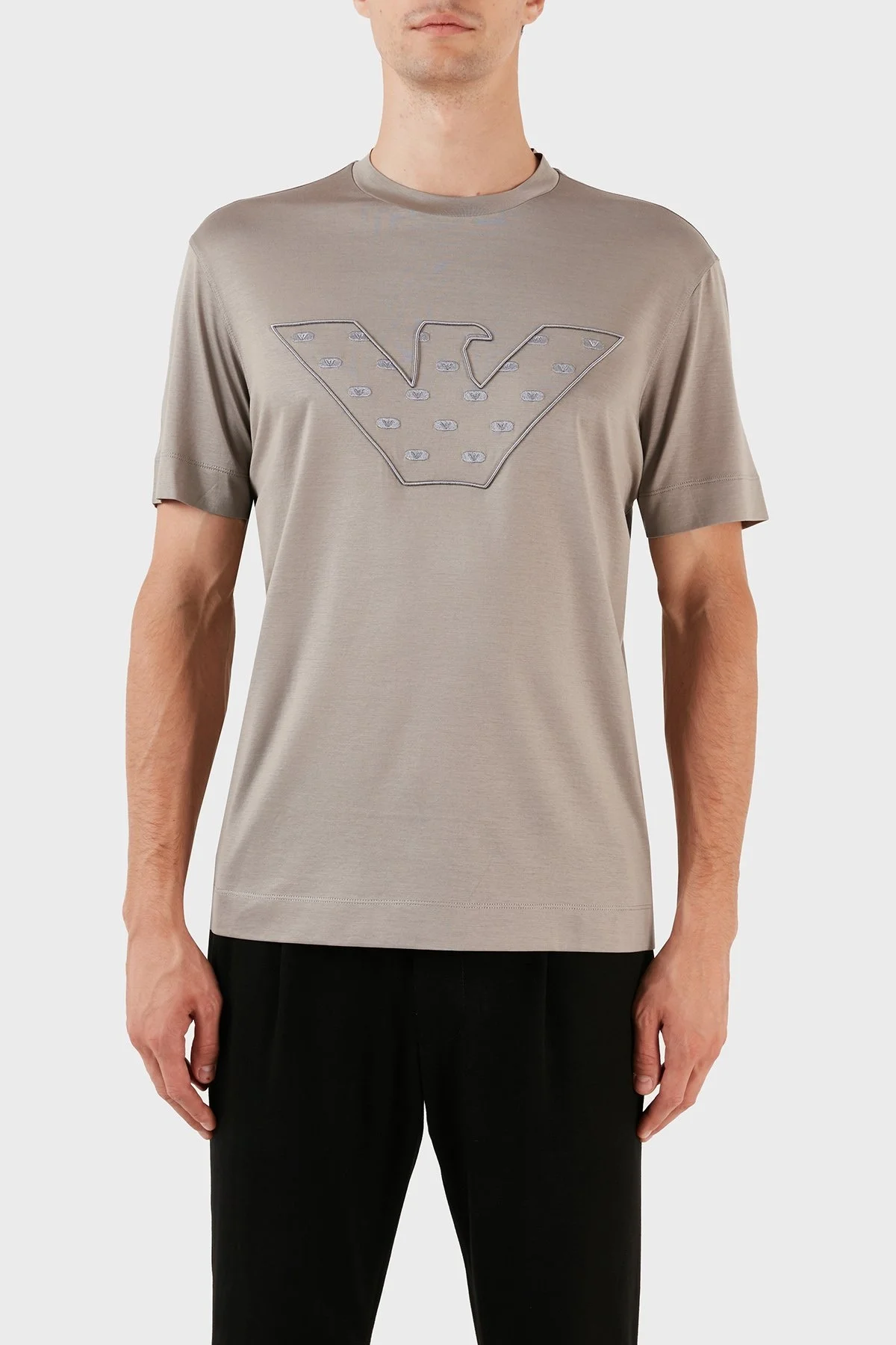 Emporio Armani Pamuk Karışımlı Regular Fit Bisiklet Yaka Erkek T Shirt 6R1T78 1JUVZ 0643 VİZON - 1