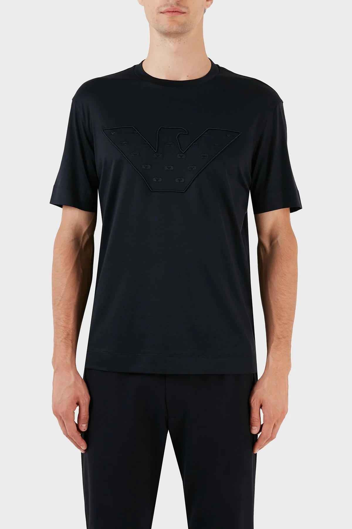 Emporio Armani Pamuk Karışımlı Regular Fit Bisiklet Yaka Erkek T Shirt 6R1T78 1JUVZ 0920 LACİVERT - 1