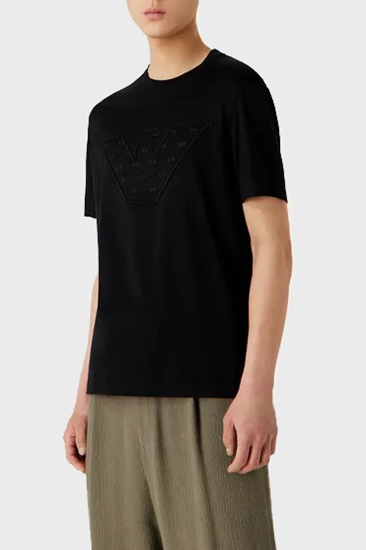 Emporio Armani Pamuk Karışımlı Regular Fit Bisiklet Yaka Erkek T Shirt 6R1T78 1JUVZ 0999 SİYAH - 1