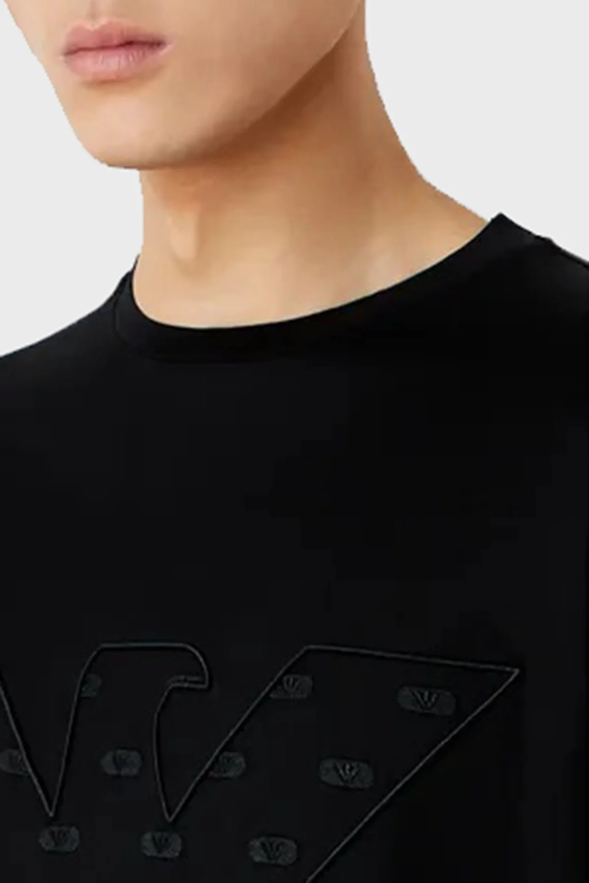 Emporio Armani Pamuk Karışımlı Regular Fit Bisiklet Yaka Erkek T Shirt 6R1T78 1JUVZ 0999 SİYAH - 3