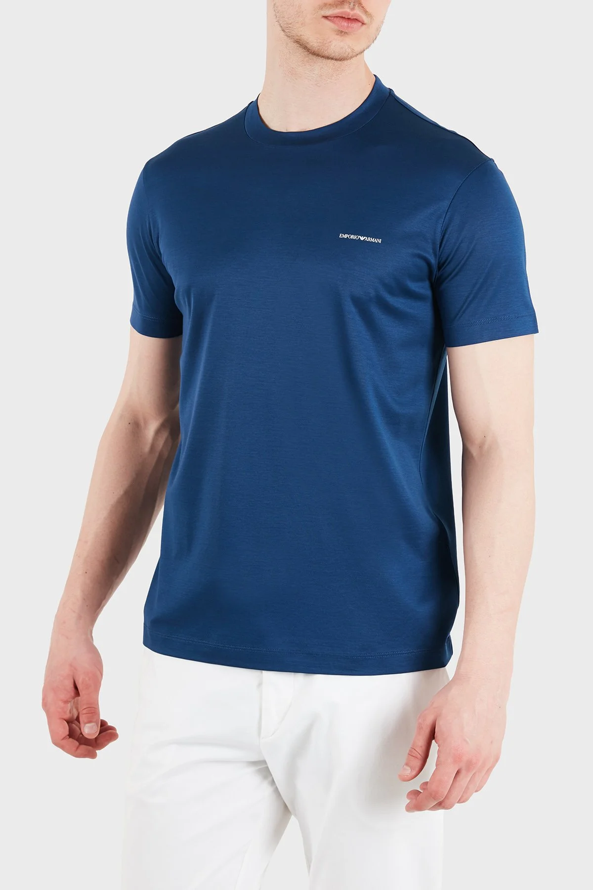 Emporio Armani Pamuk Karışımlı Regular Fit Bisiklet Yaka Erkek T Shirt 8N1TD8 1JUVZU B079 MAVİ - 3