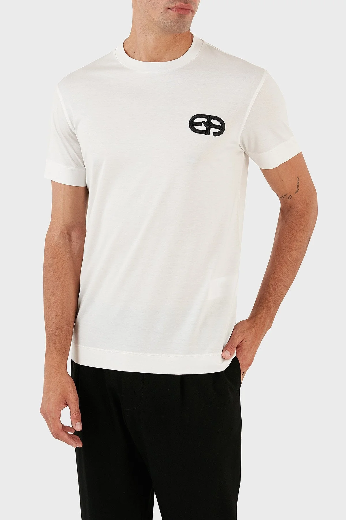 Emporio Armani Pamuk Karışımlı Regular Fit Bisiklet Yaka Erkek T Shirt 8N1TF5 1JUVZ 0101 EKRU - 2