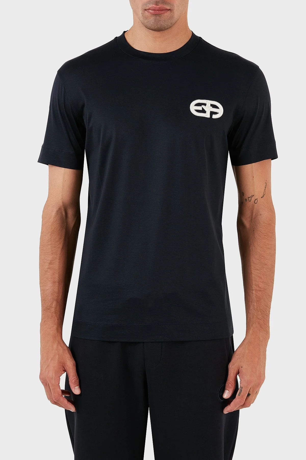 Emporio Armani Pamuk Karışımlı Regular Fit Bisiklet Yaka Erkek T Shirt 8N1TF5 1JUVZ 0920 LACİVERT - 1
