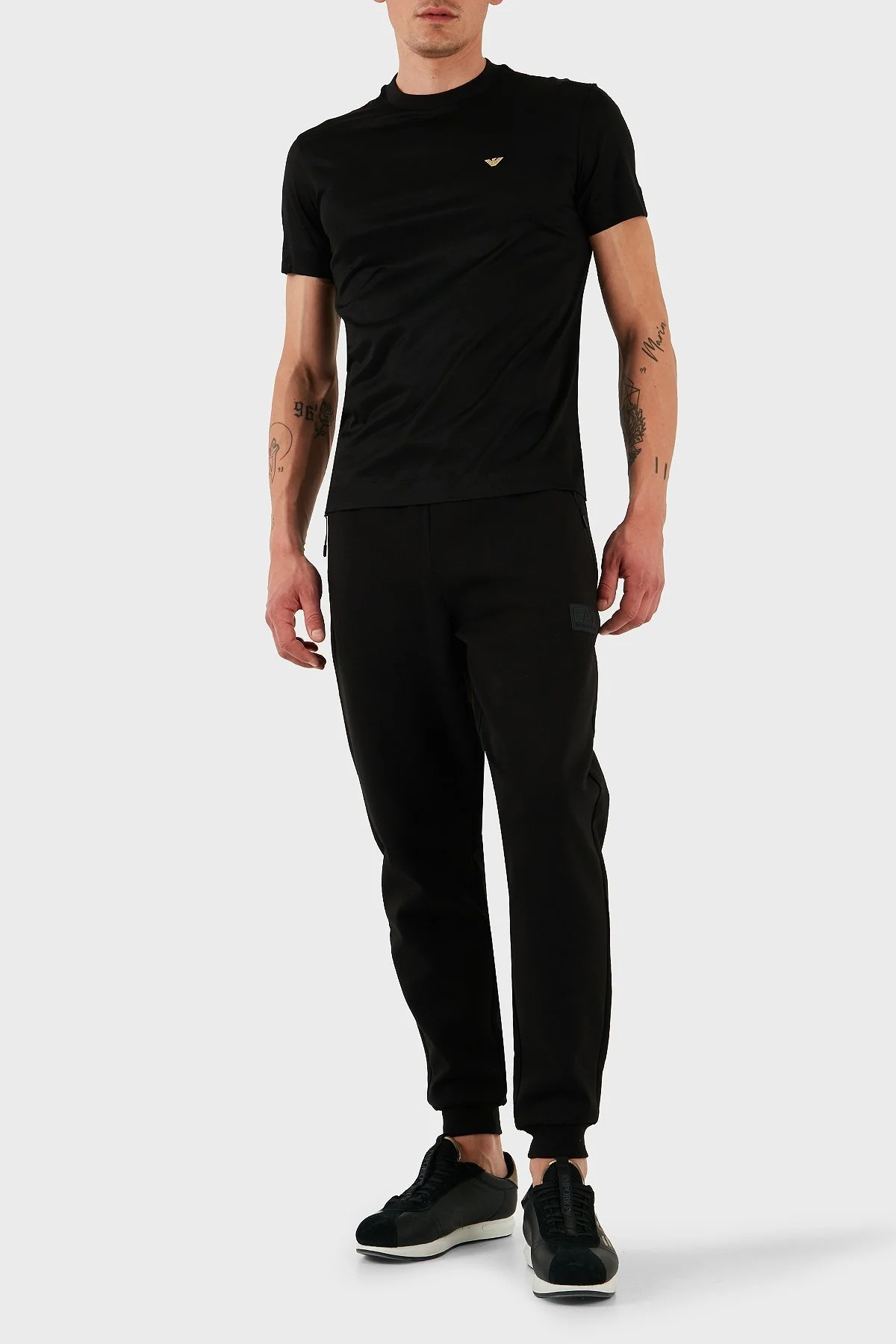 Emporio Armani Pamuk Karışımlı Regular Fit Bisiklet Yaka Erkek T Shirt EM001702 AF10017 MC184 SİYAH - 2