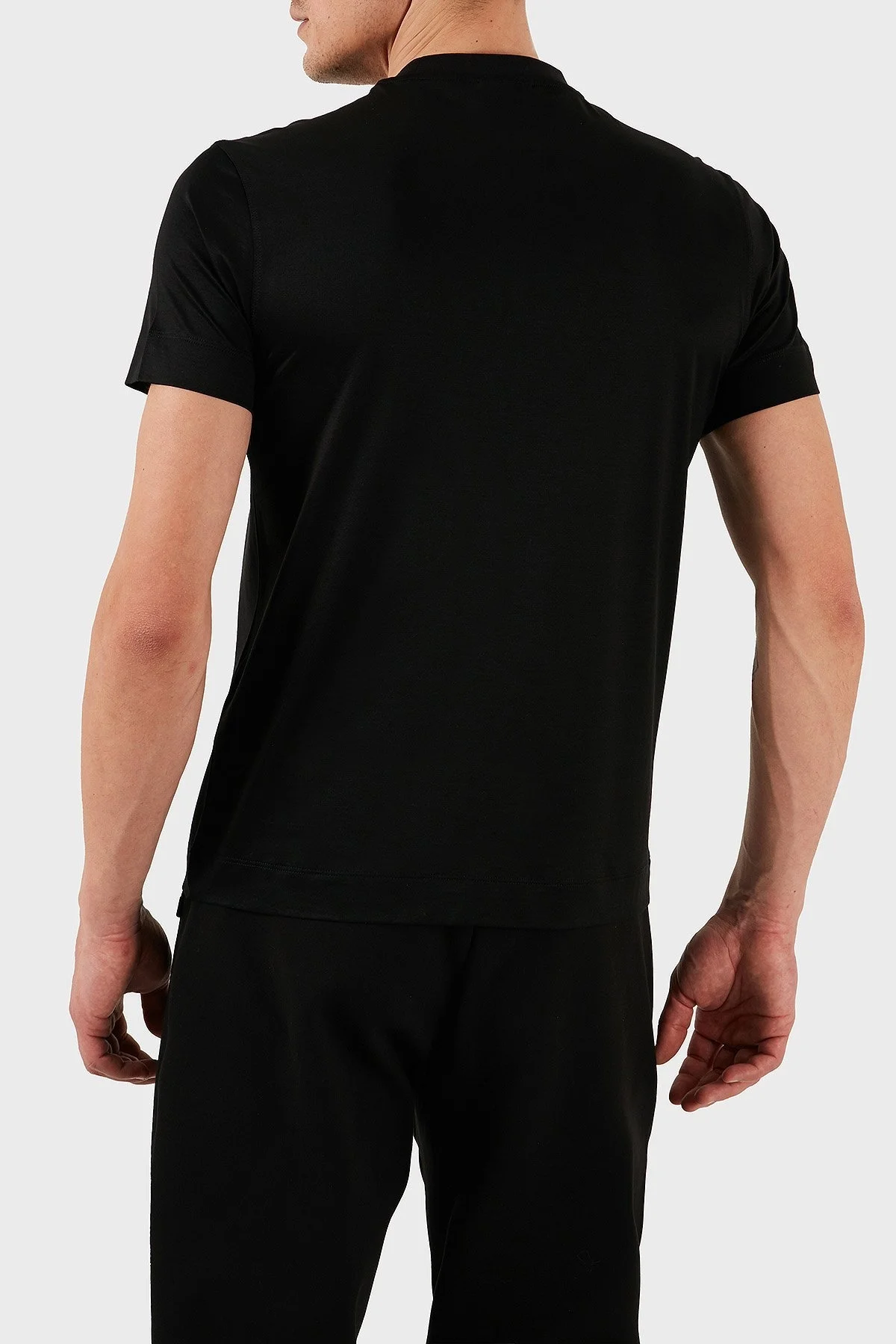 Emporio Armani Pamuk Karışımlı Regular Fit Bisiklet Yaka Erkek T Shirt EM001702 AF10017 MC184 SİYAH - 3