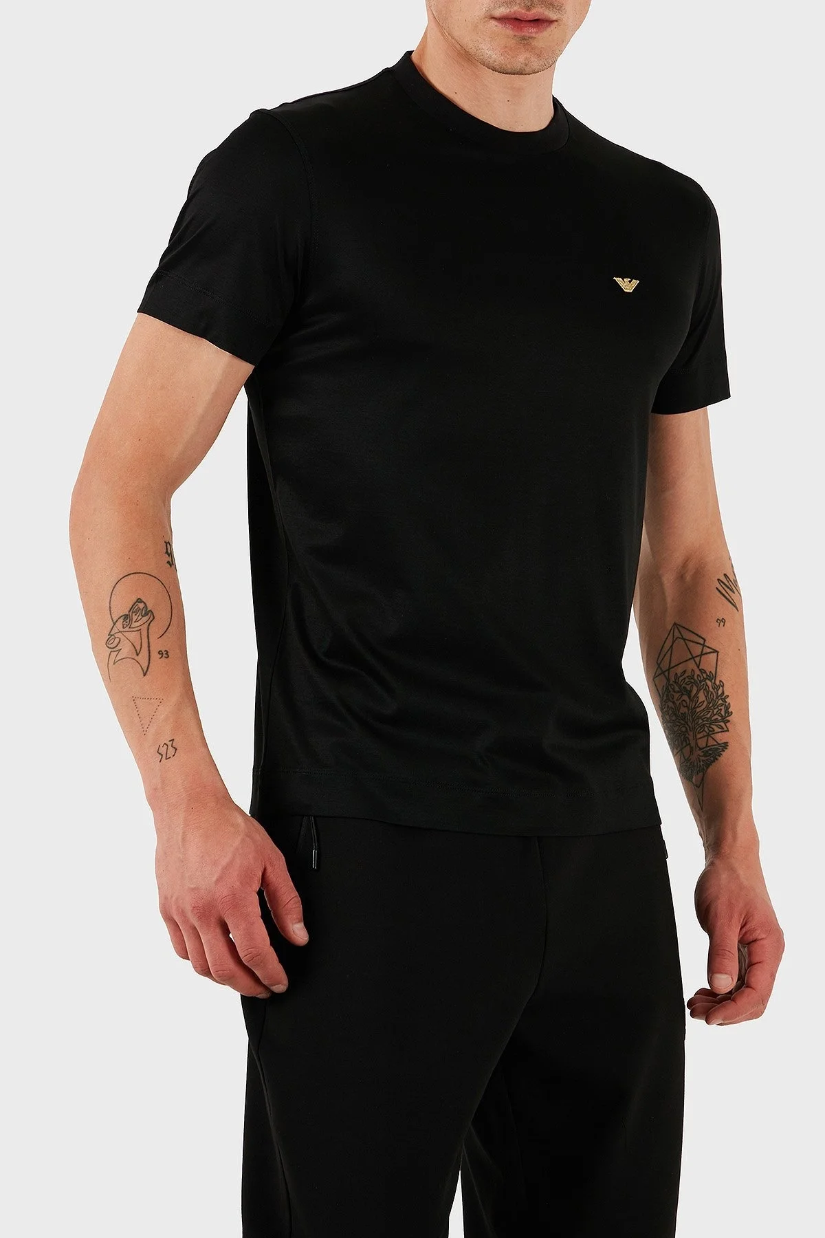 Emporio Armani Pamuk Karışımlı Regular Fit Bisiklet Yaka Erkek T Shirt EM001702 AF10017 MC184 SİYAH - 4