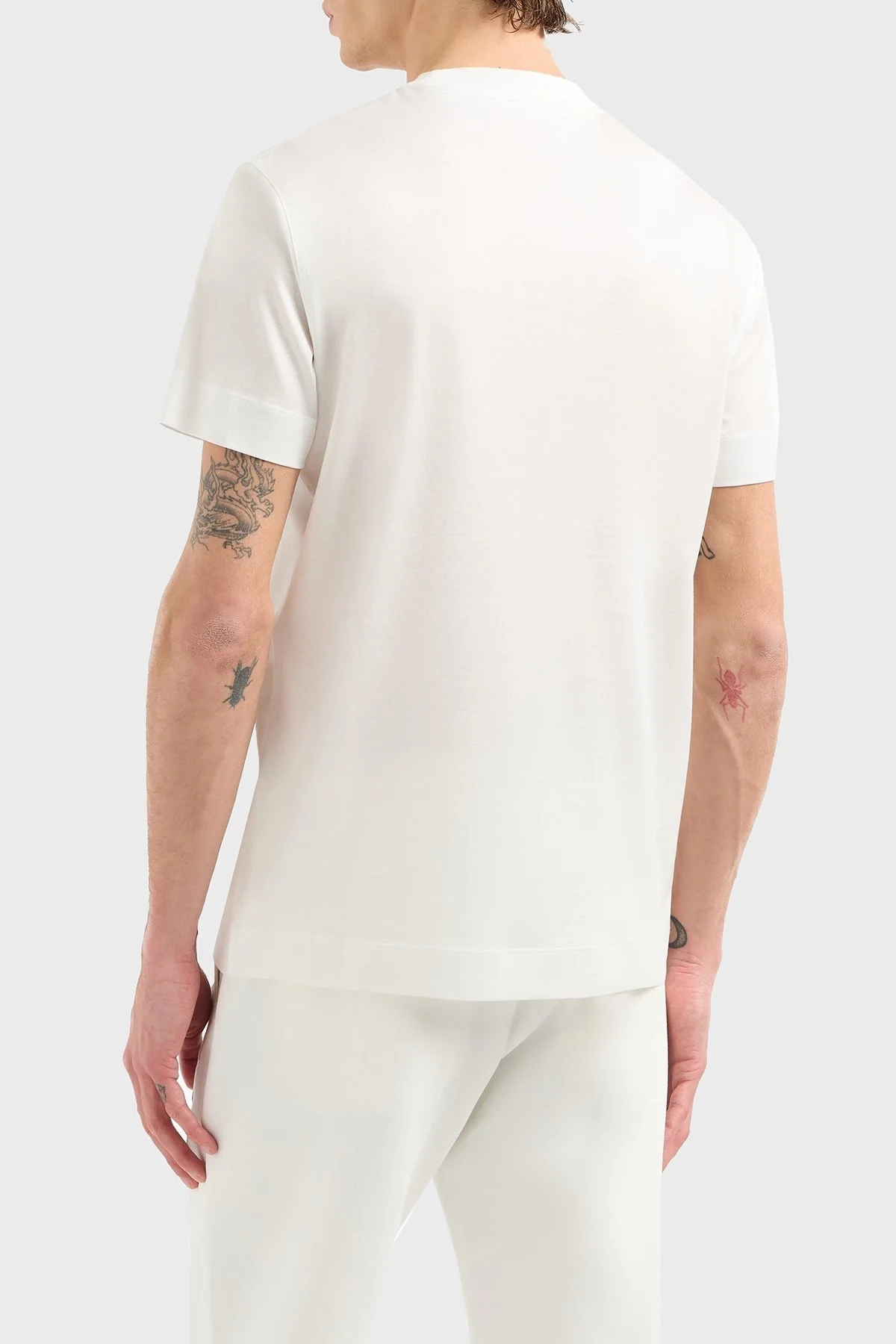 Emporio Armani Pamuk Karışımlı Regular Fit Bisiklet Yaka Erkek T Shirt EM001702 AF10017 U0003 BEYAZ - 3