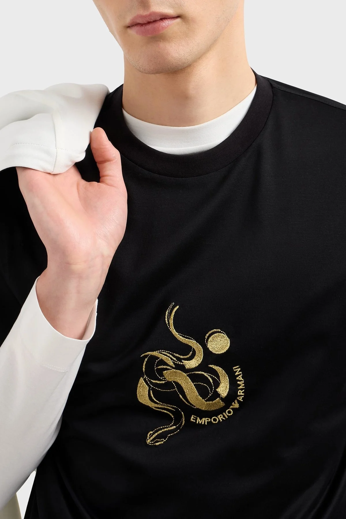 Emporio Armani Pamuk Karışımlı Regular Fit Bisiklet Yaka Erkek T Shirt EM001702 AF10017 UC001 SİYAH - 4