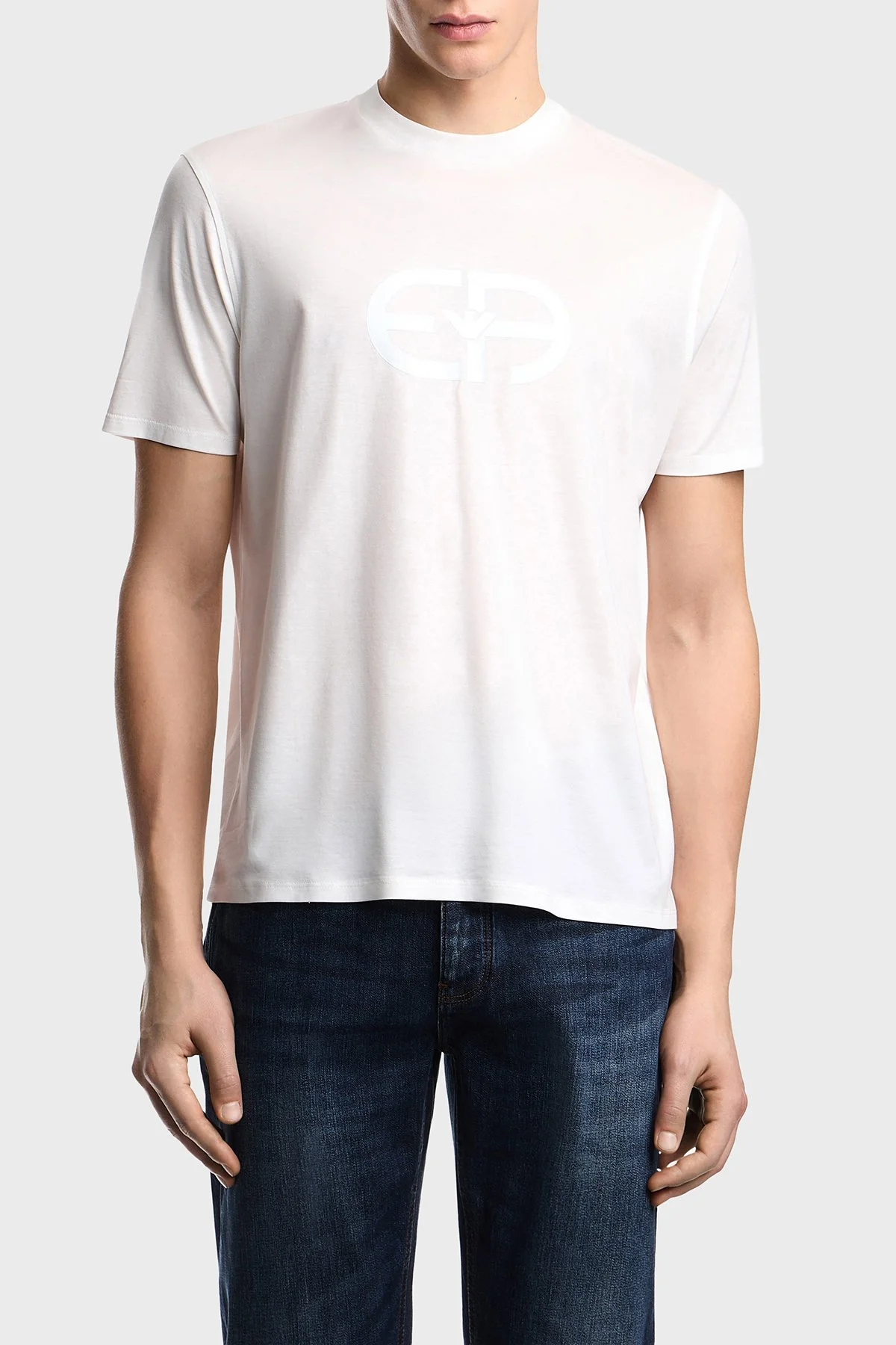 Emporio Armani Pamuk Karışımlı Regular Fit Bisiklet Yaka Erkek T Shirt EM004581 AF10017 U0003 BEYAZ - 1