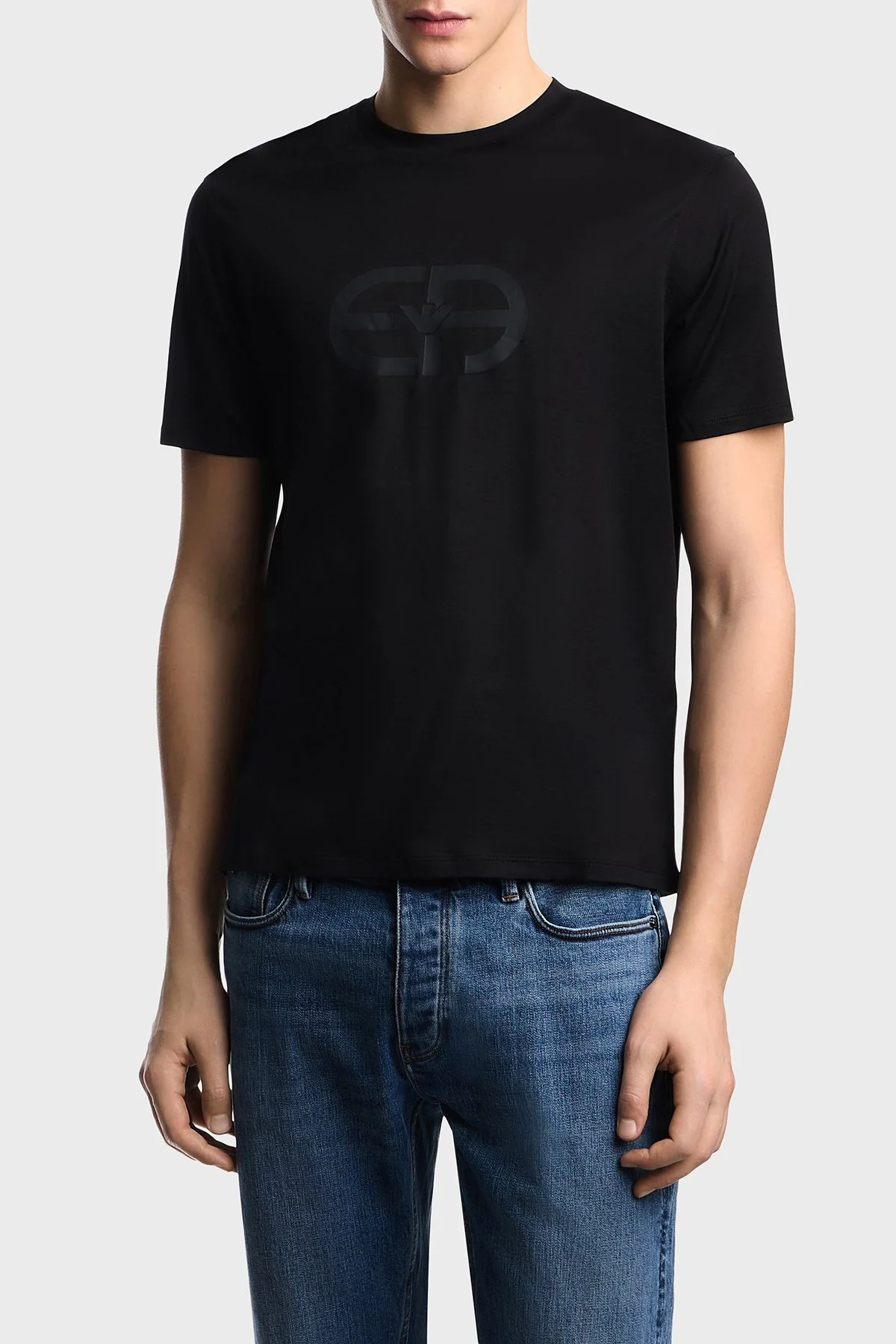 Emporio Armani Pamuk Karışımlı Regular Fit Bisiklet Yaka Erkek T Shirt EM004581 AF10017 UC001 SİYAH - 1