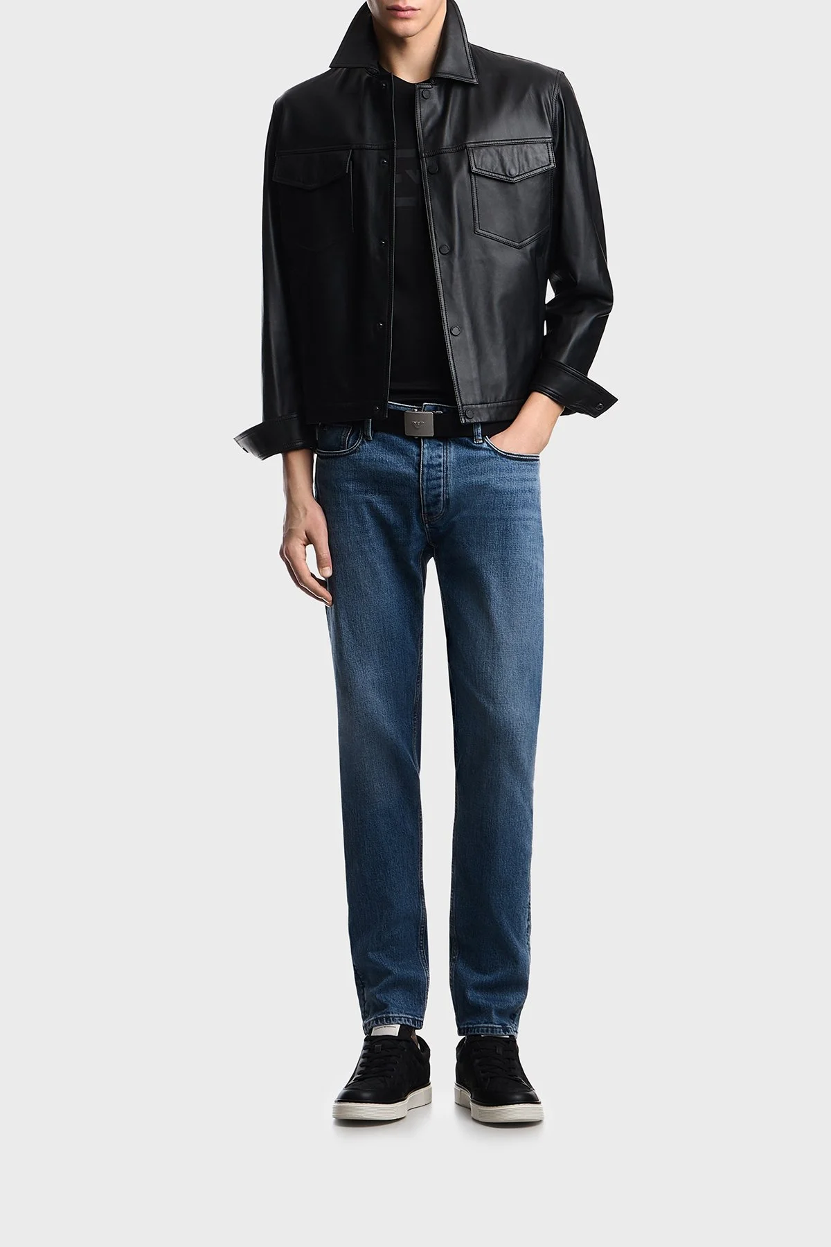 Emporio Armani Pamuk Karışımlı Regular Fit Bisiklet Yaka Erkek T Shirt EM004581 AF10017 UC001 SİYAH - 2