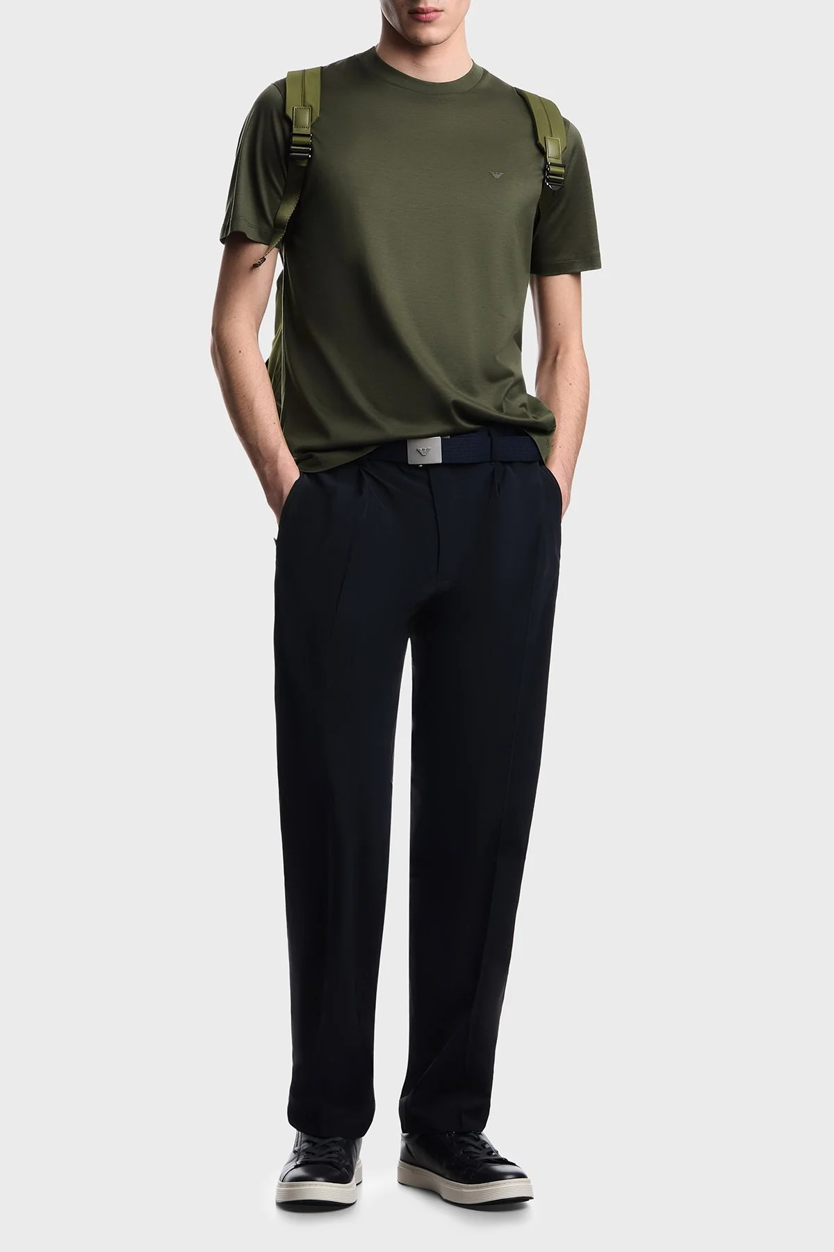 Emporio Armani Pamuk Karışımlı Regular Fit Bisiklet Yaka Erkek T Shirt EM005491 AF24839 U8121 HAKİ - 2